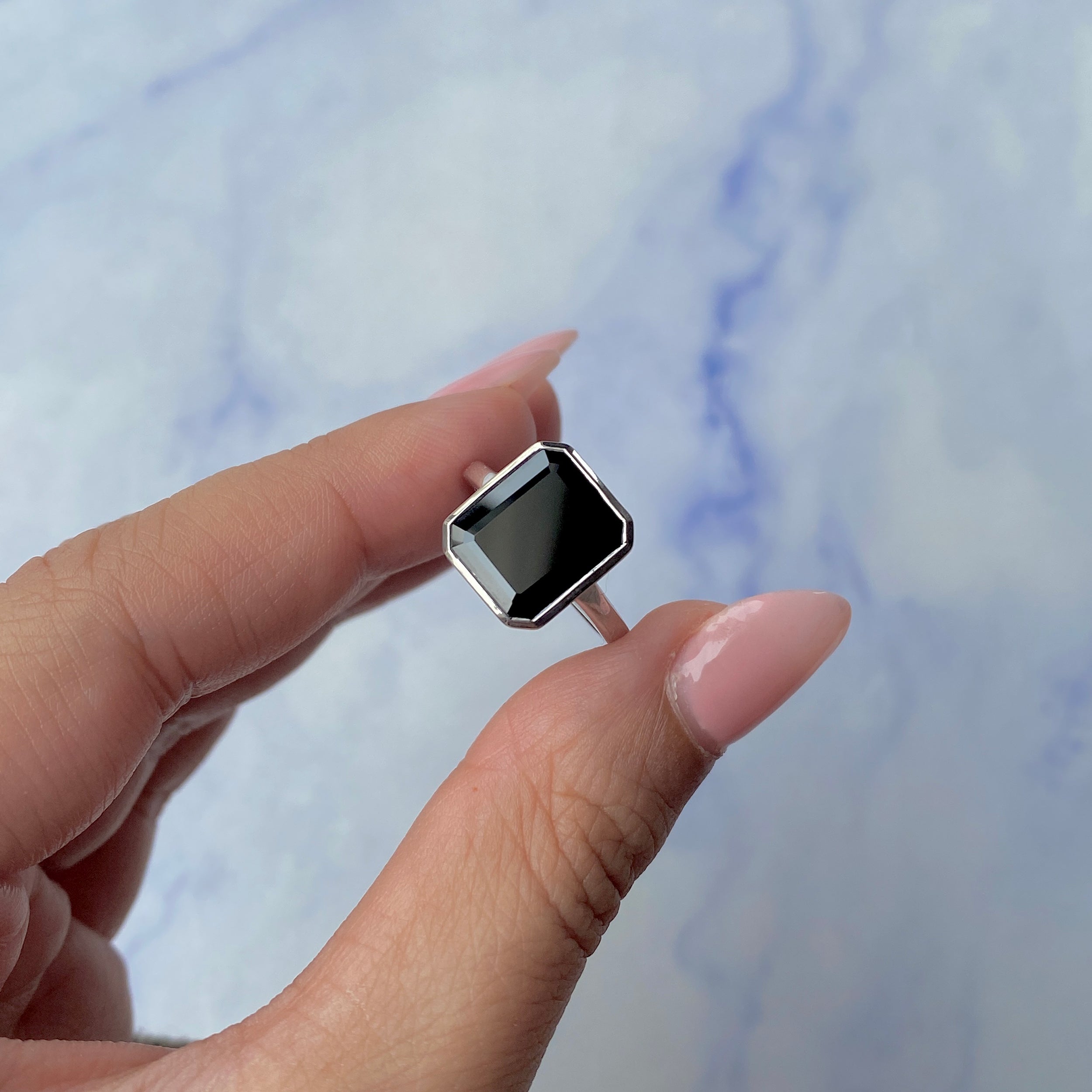 Black Tourmaline Ring-(BLS-SR-1927.)