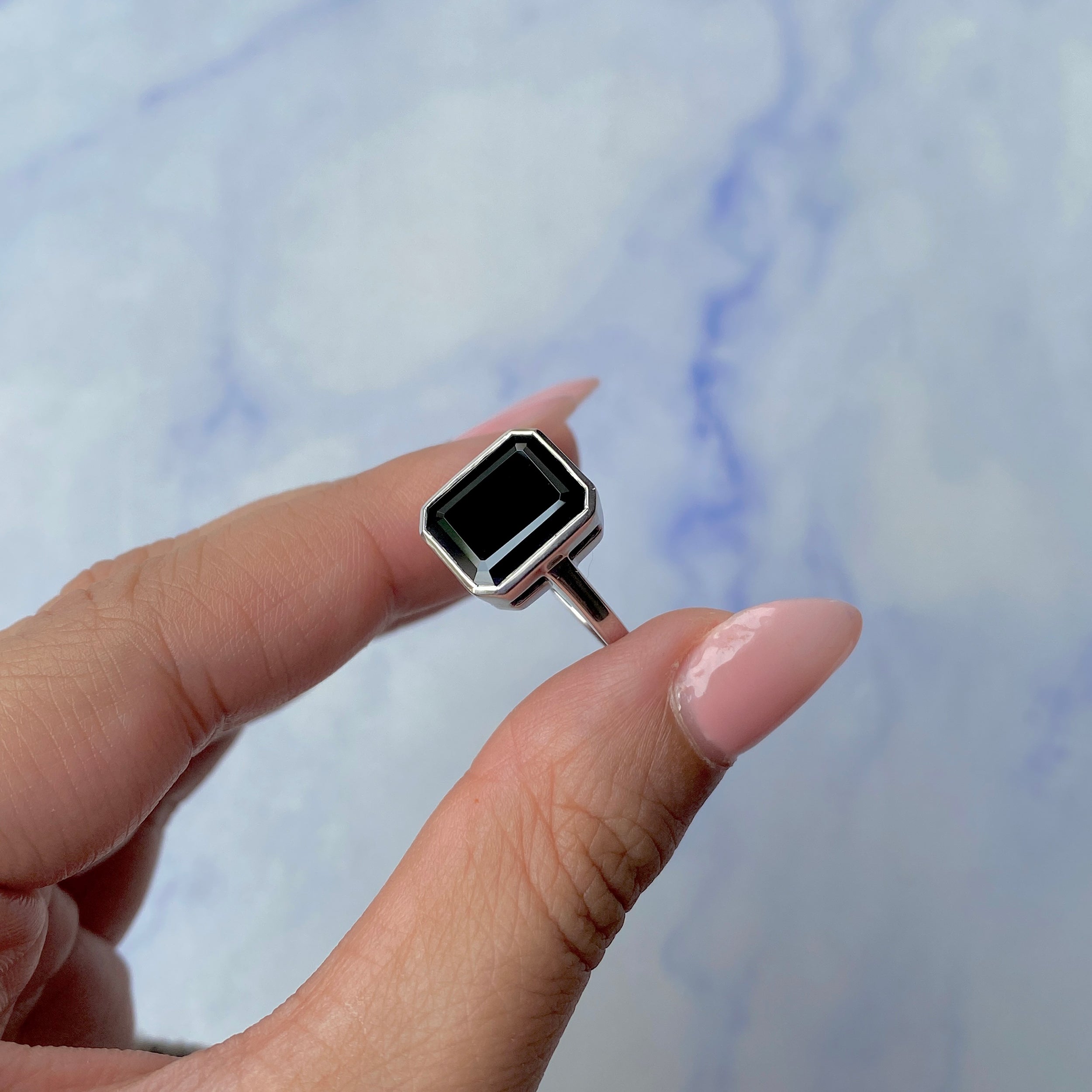 Black Tourmaline Ring-(BLS-SR-1927.)