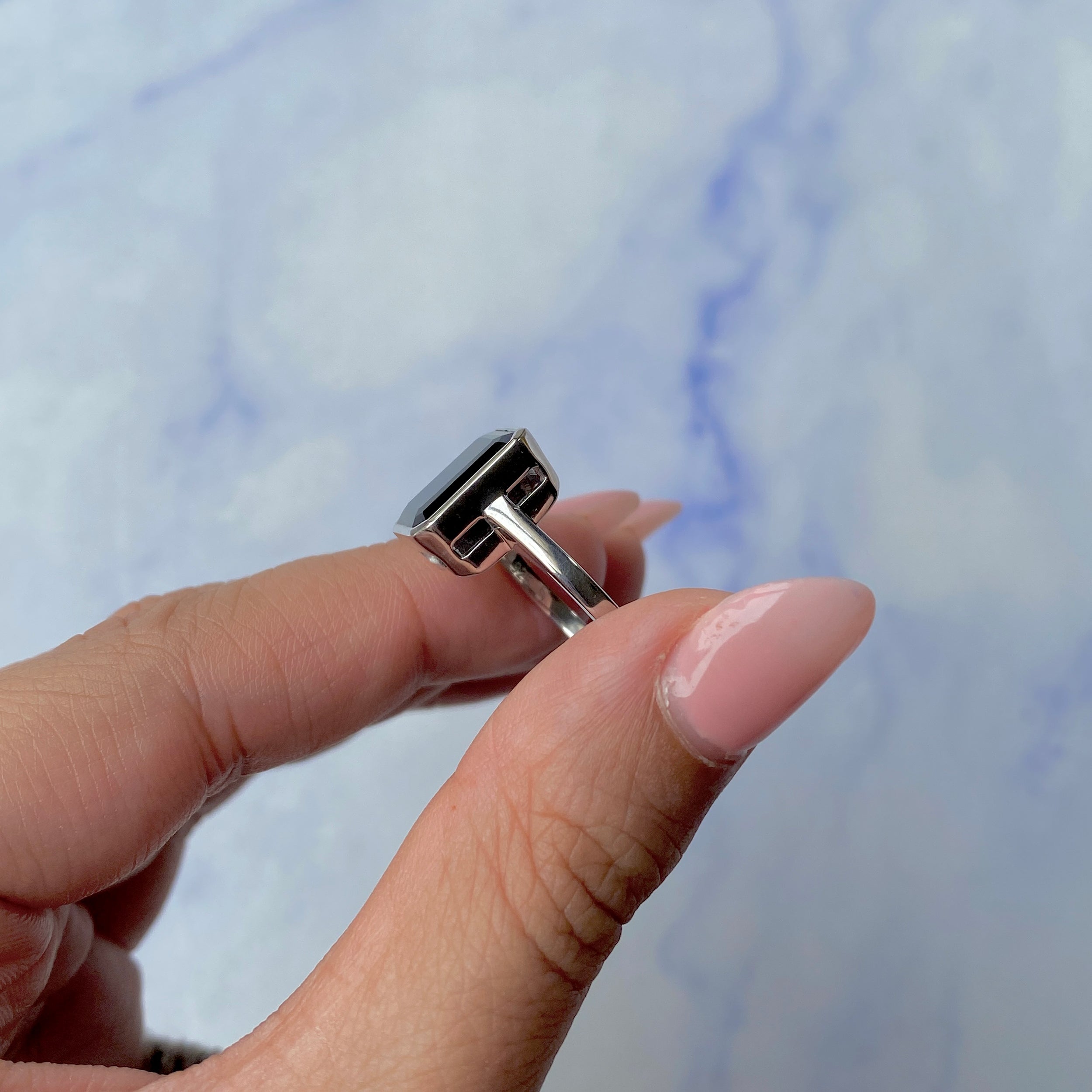 Black Tourmaline Ring-(BLS-SR-1927.)