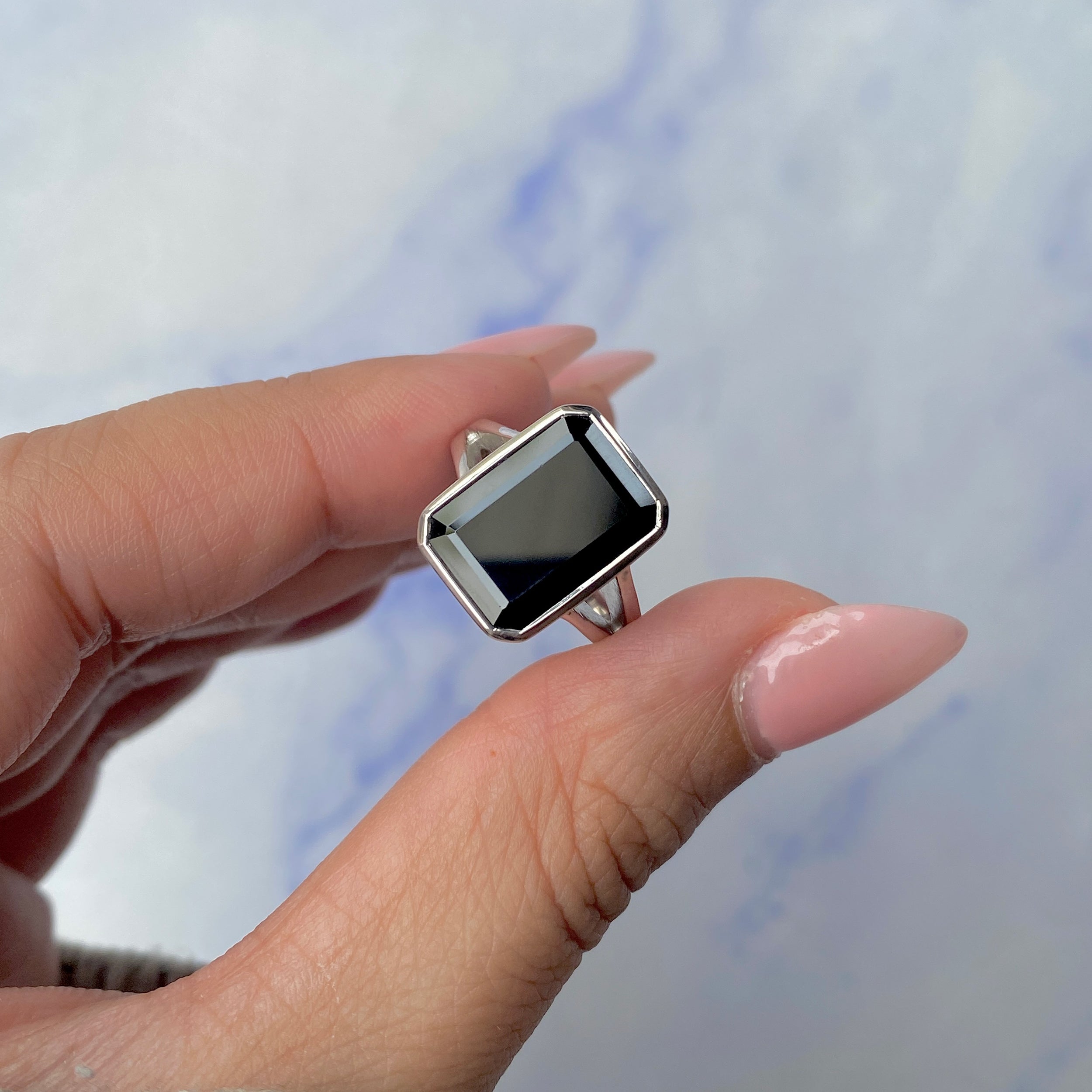 Black Tourmaline Ring-(BLS-SR-1928.)