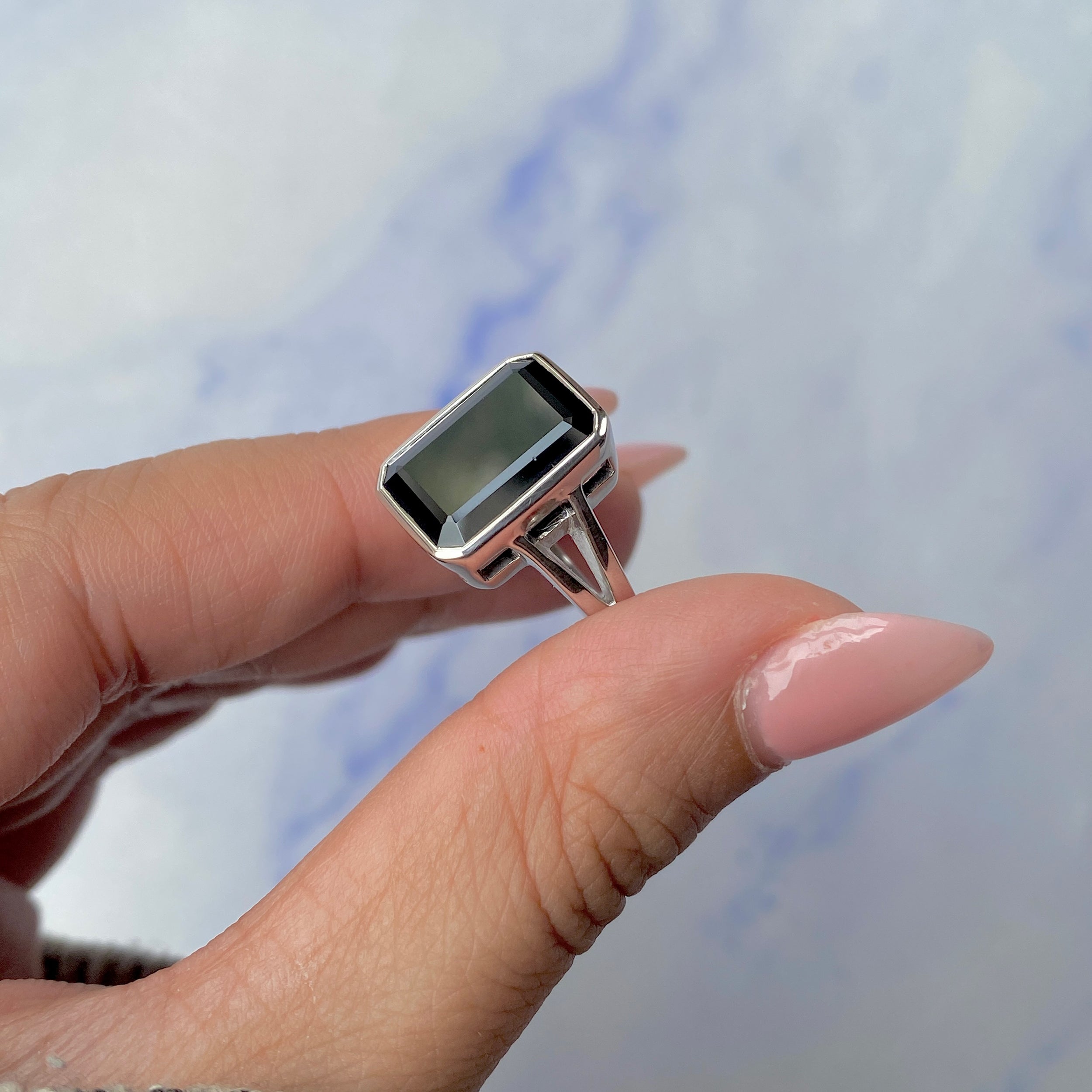 Black Tourmaline Ring-(BLS-SR-1928.)