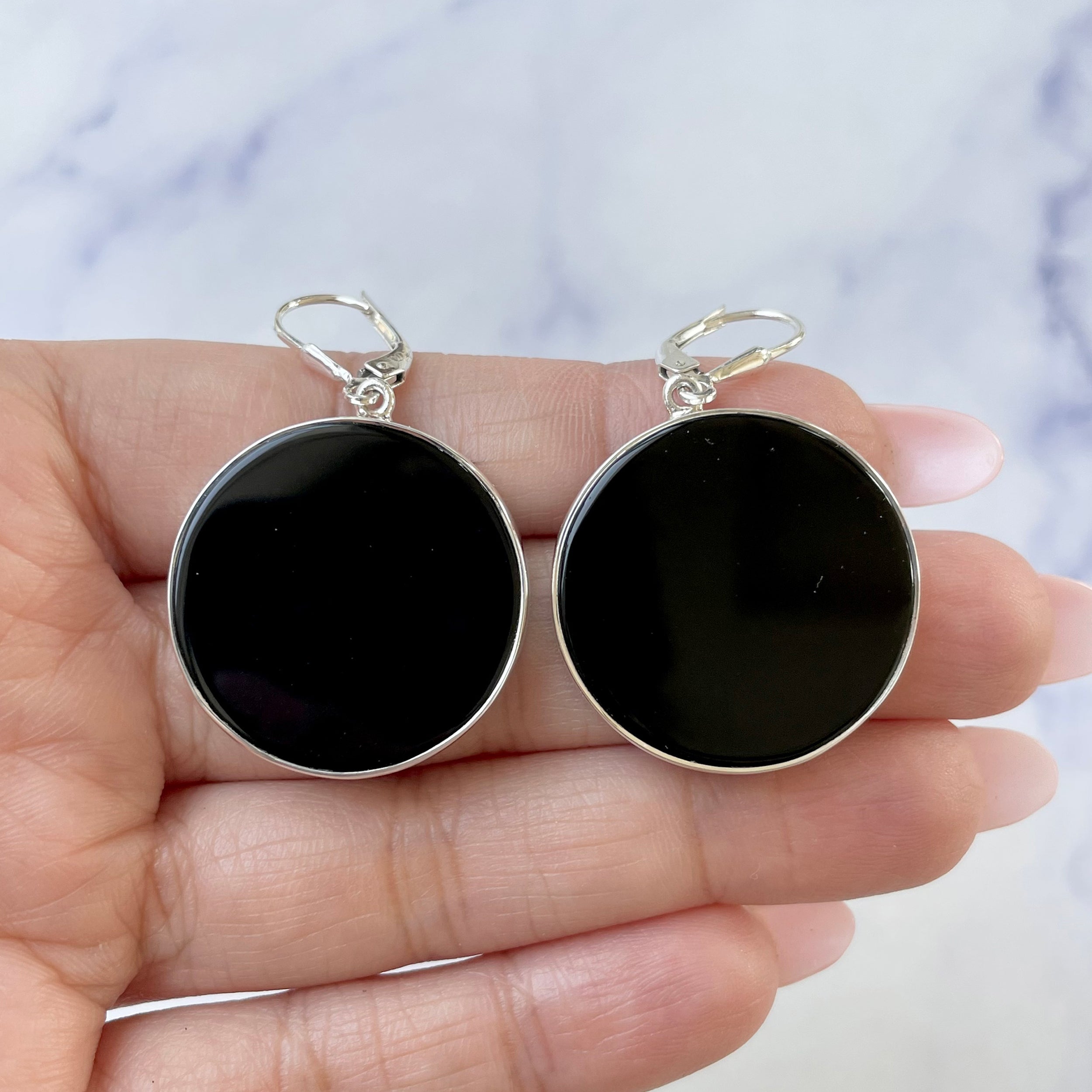 Black Onyx Slice Earring-(BOX-E-1.)