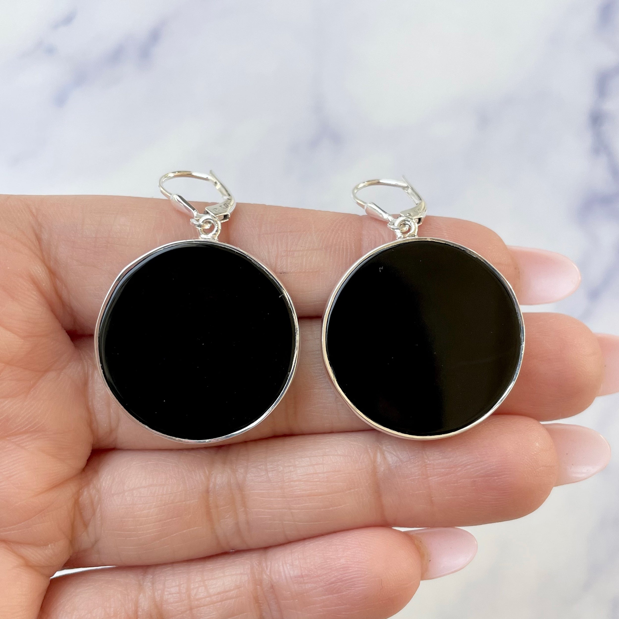 Black Onyx Slice Earring-(BOX-E-10.)
