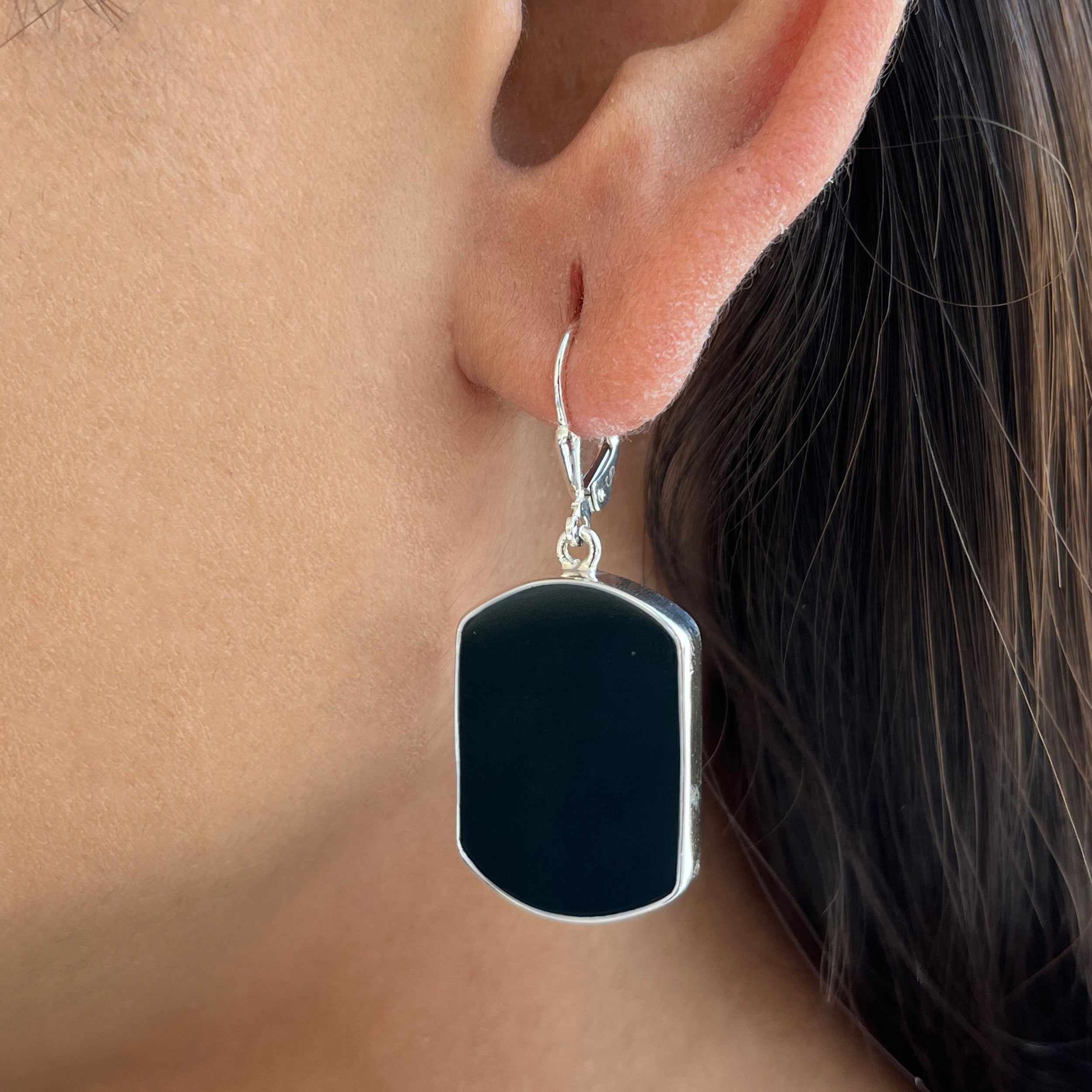 Black Onyx Slice Earring-(BOX-E-12.)