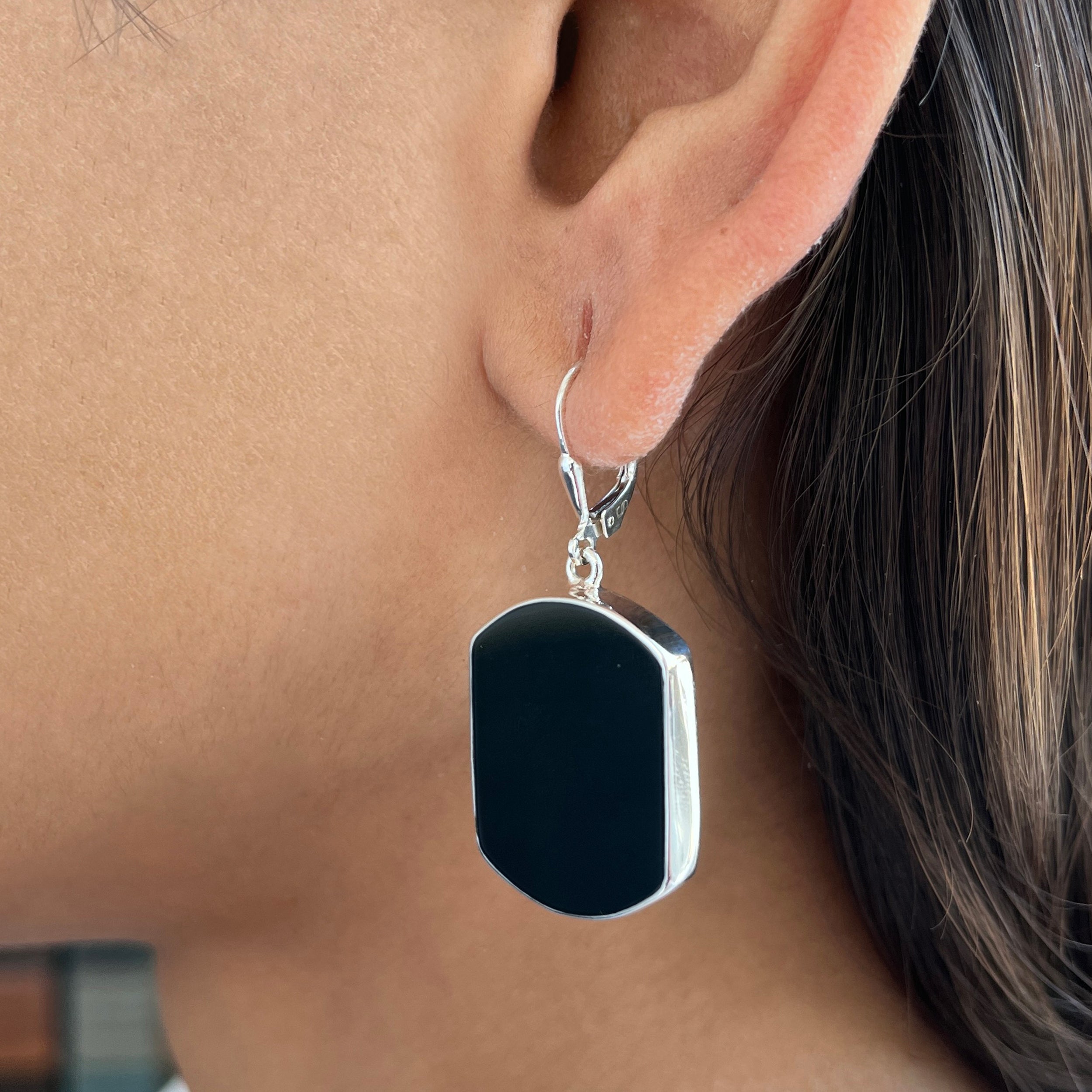 Black Onyx Slice Earring-(BOX-E-14.)