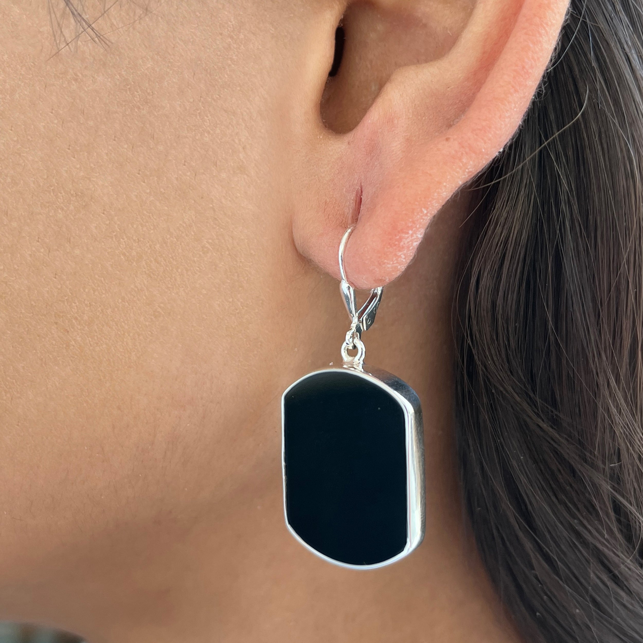 Black Onyx Slice Earring-(BOX-E-15.)