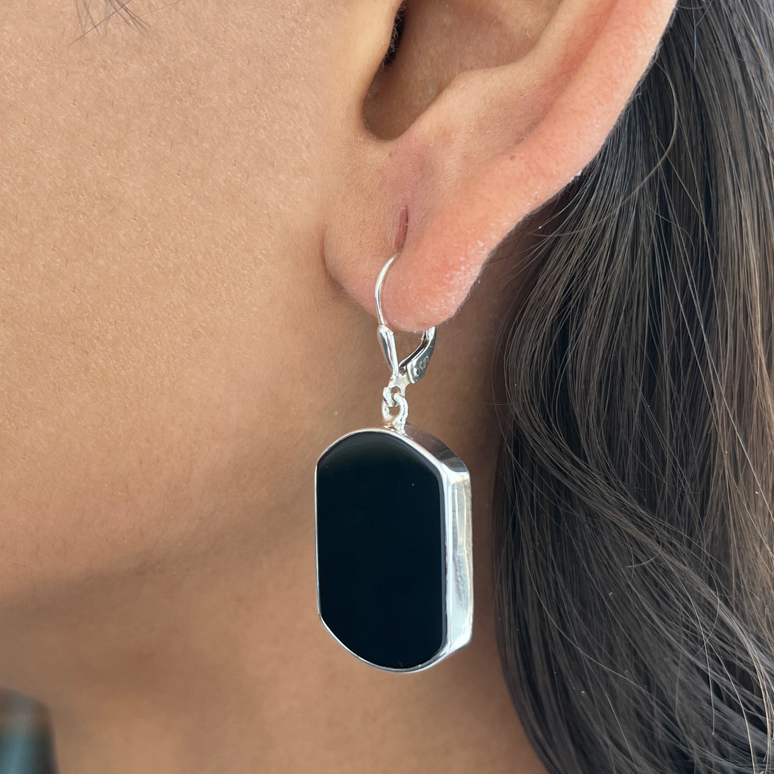 Black Onyx Slice Earring-(BOX-E-16.)