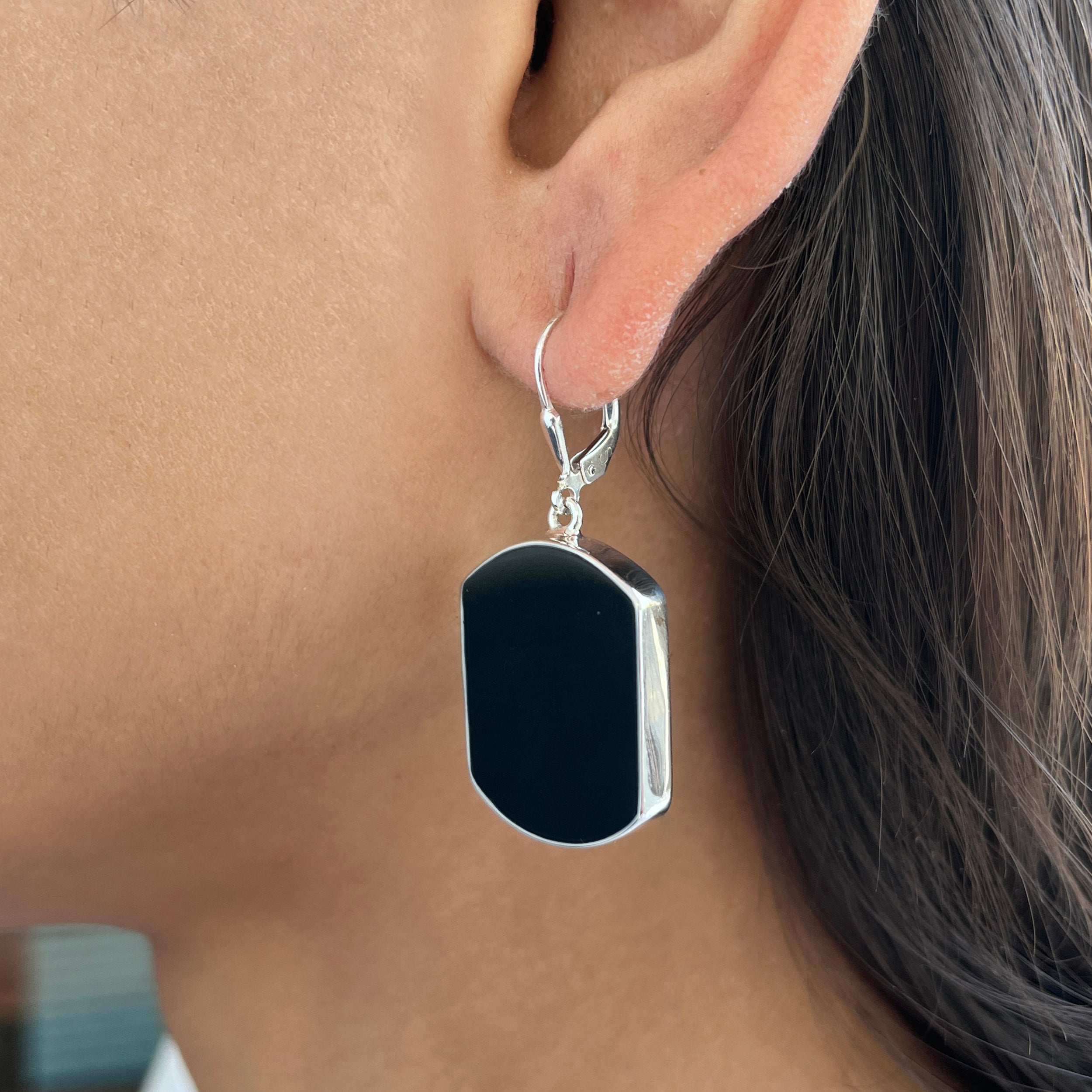 Black Onyx Slice Earring-(BOX-E-18.)