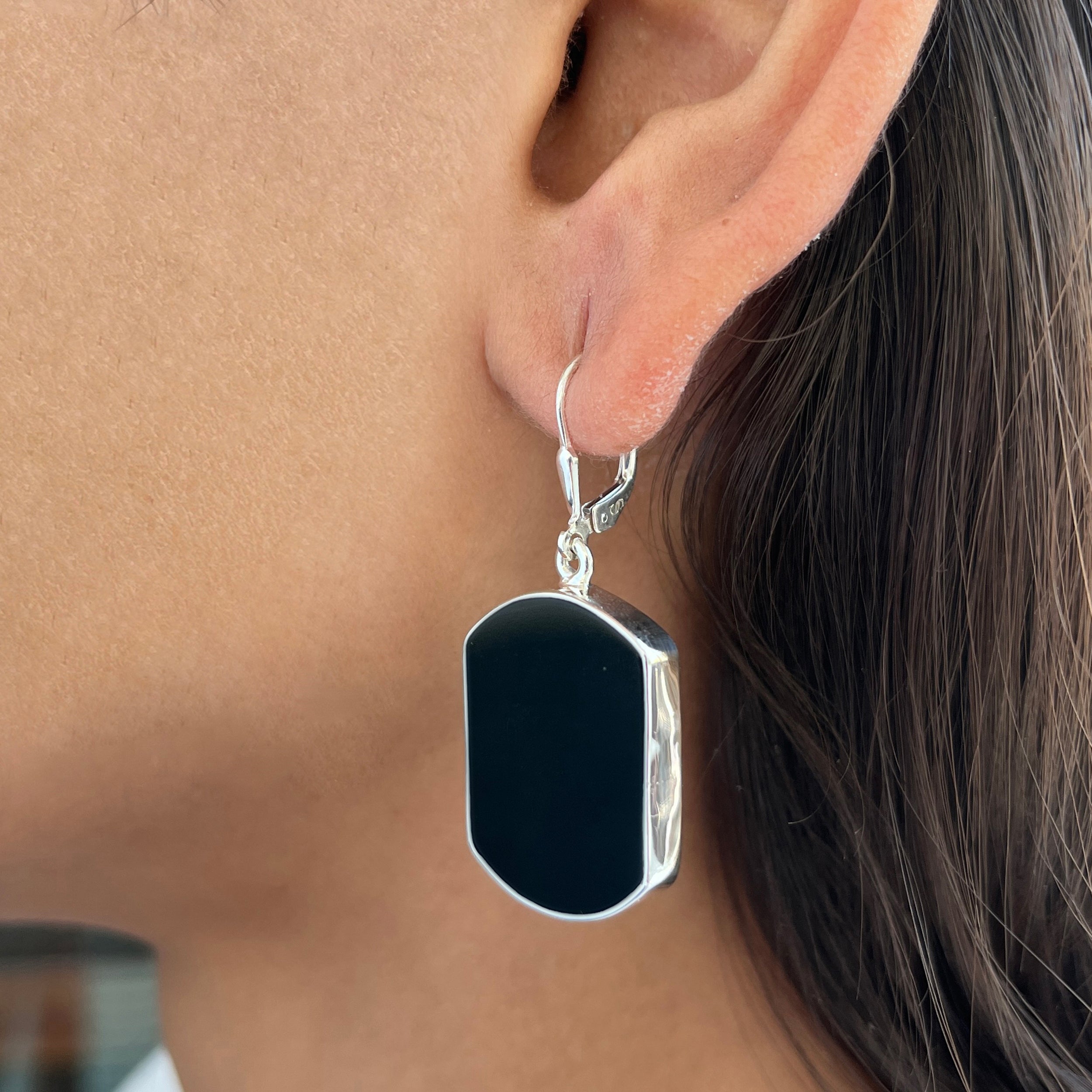 Black Onyx Slice Earring-(BOX-E-19.)