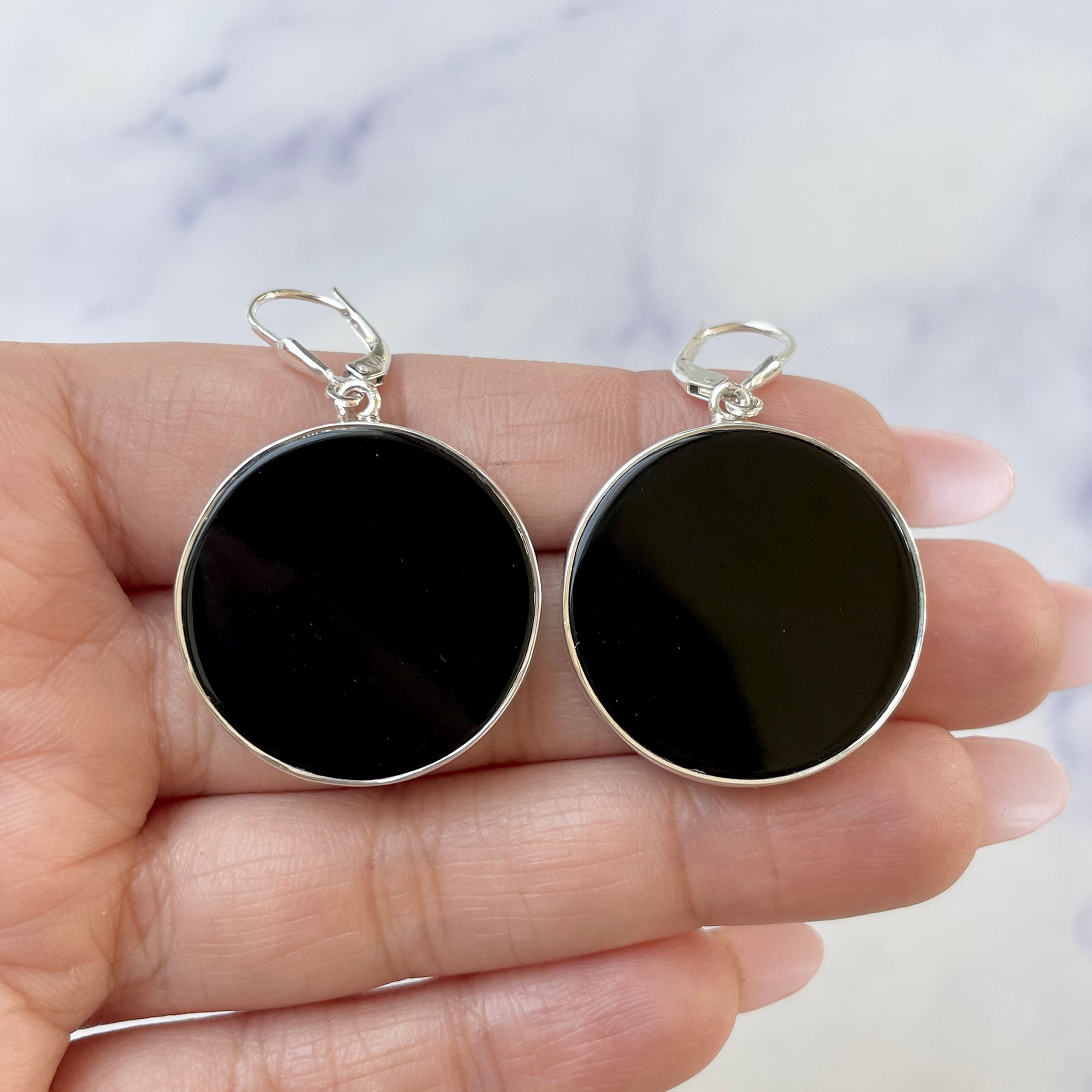 Black Onyx Slice Earring-(BOX-E-2.)