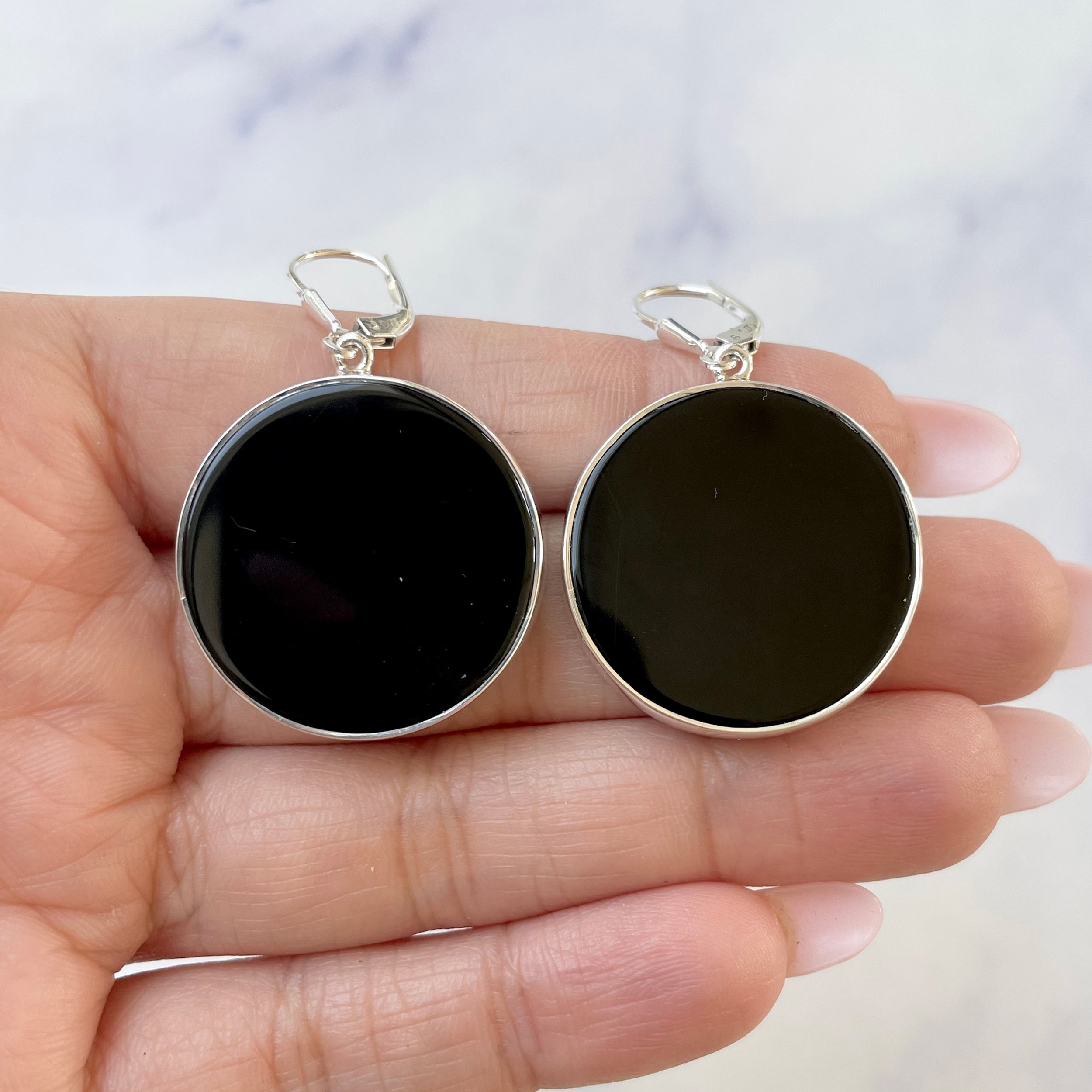 Black Onyx Slice Earring-(BOX-E-3.)