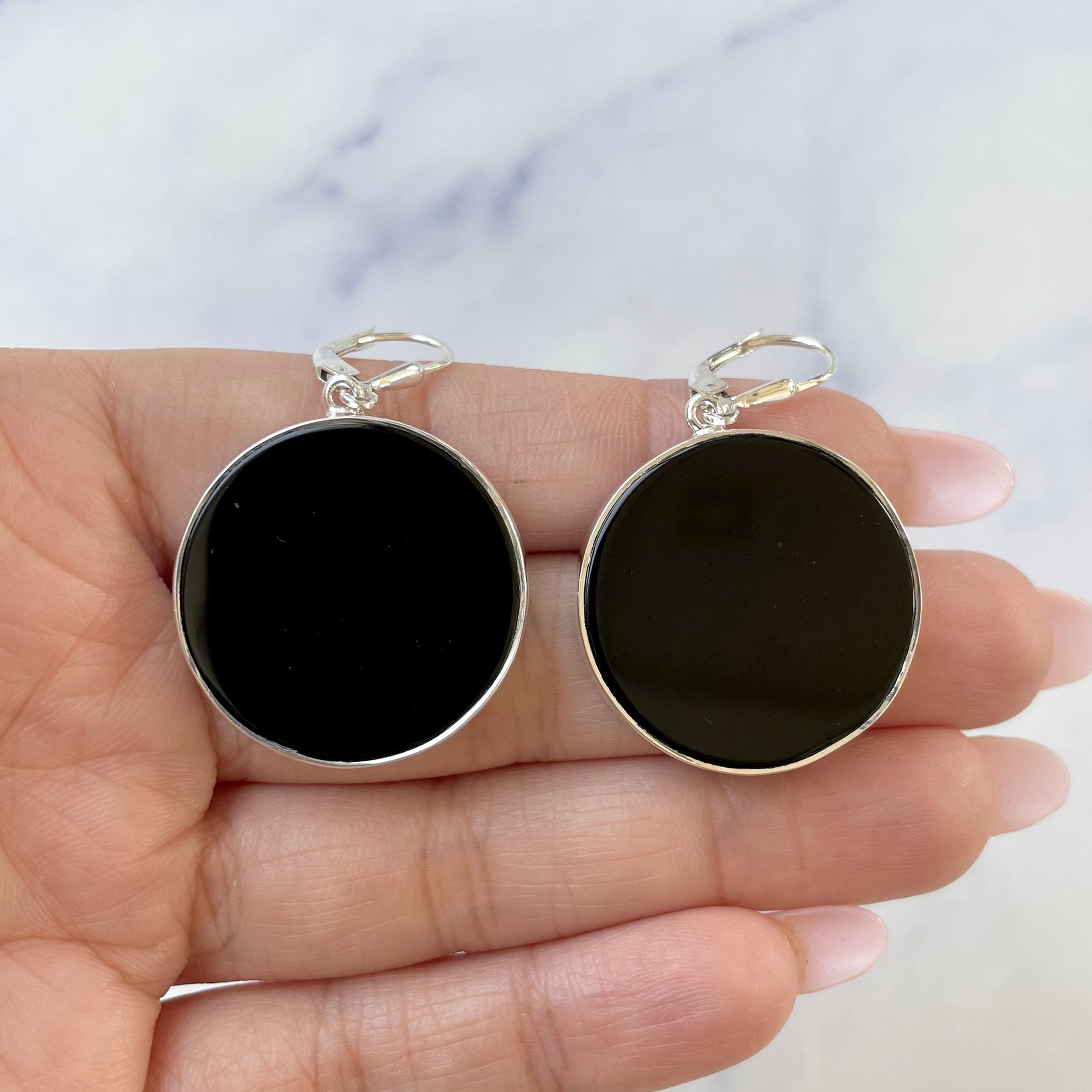 Black Onyx Slice Earring-(BOX-E-4.)