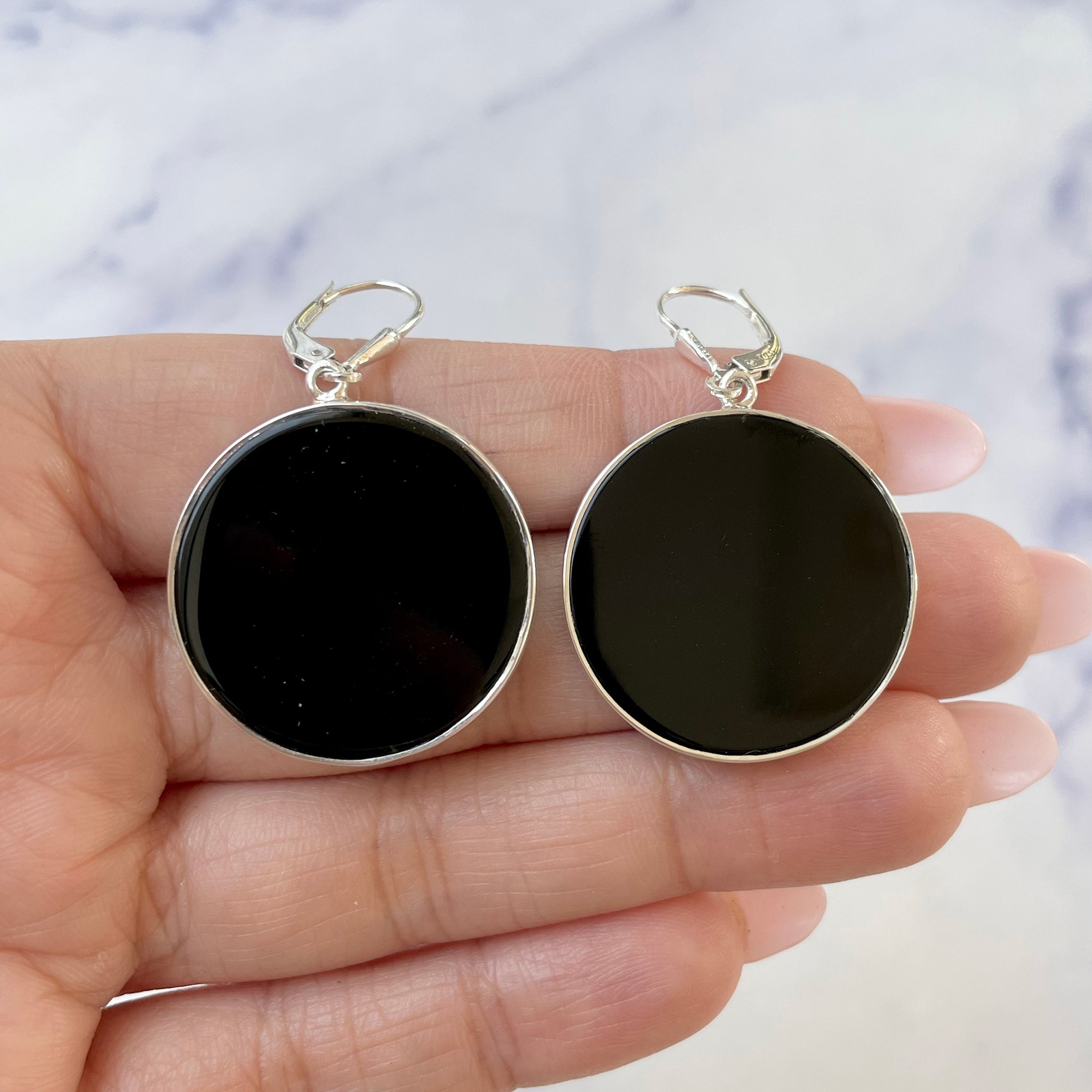 Black Onyx Slice Earring-(BOX-E-5.)