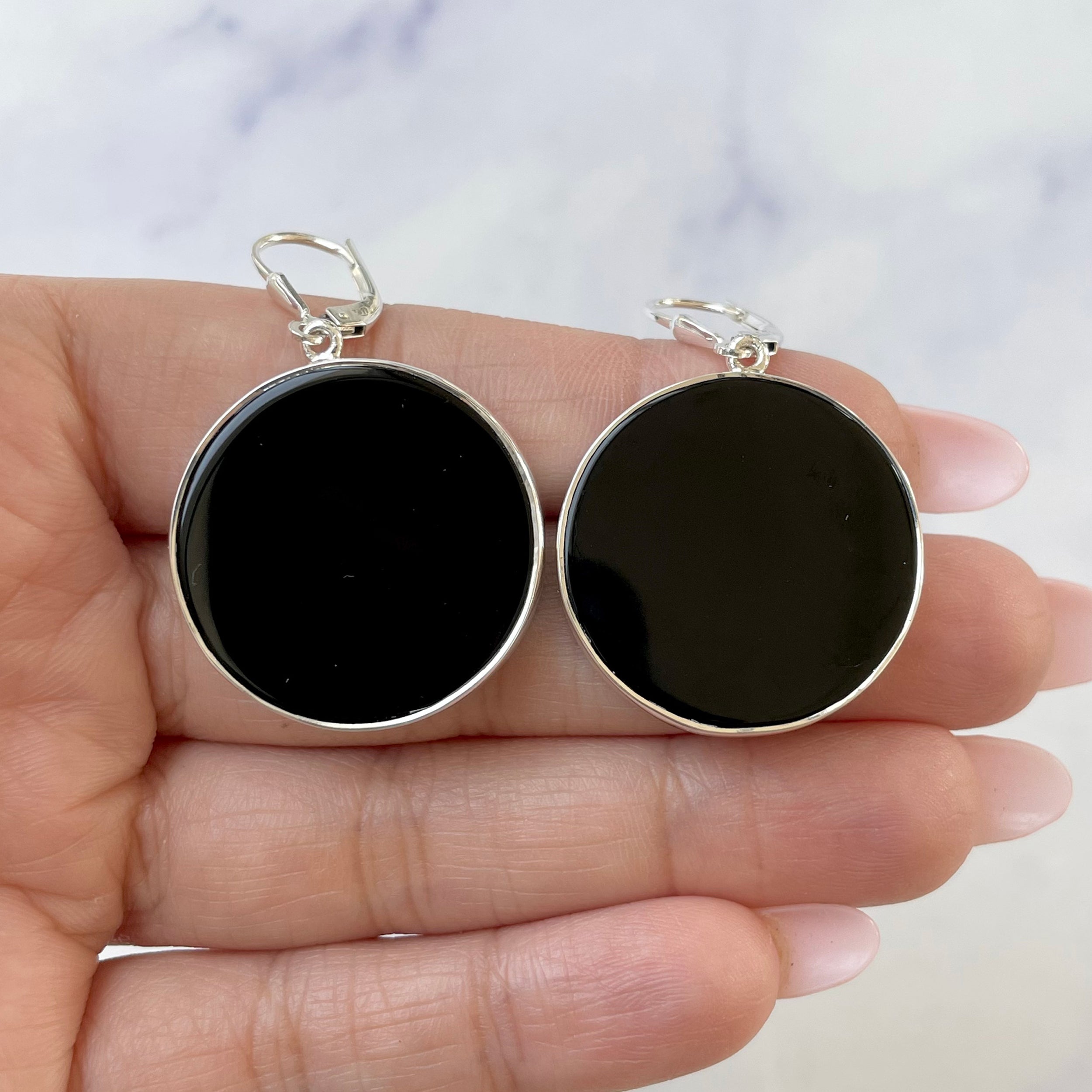 Black Onyx Slice Earring-(BOX-E-7.)