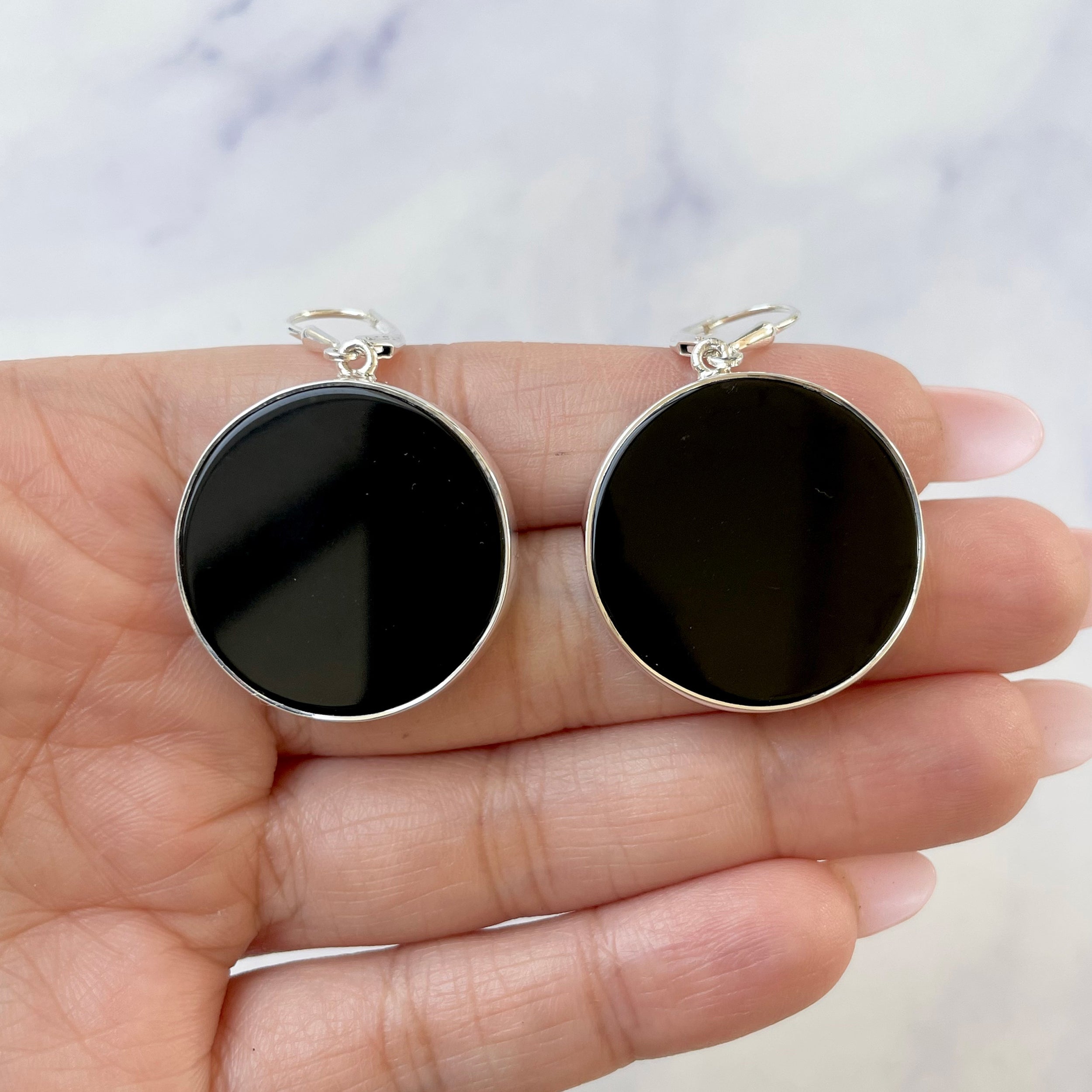 Black Onyx Slice Earring-(BOX-E-8.)