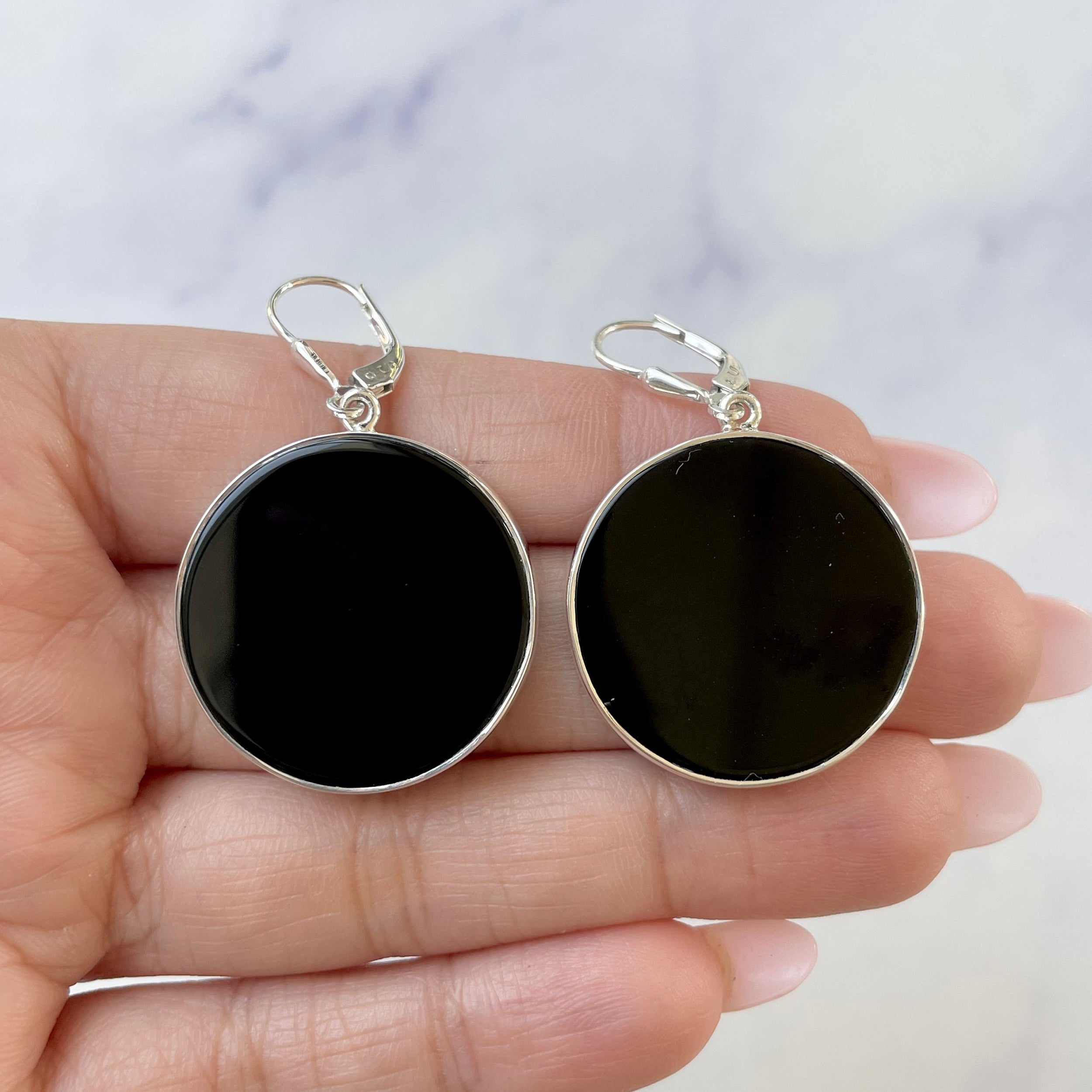 Black Onyx Slice Earring-(BOX-E-9.)