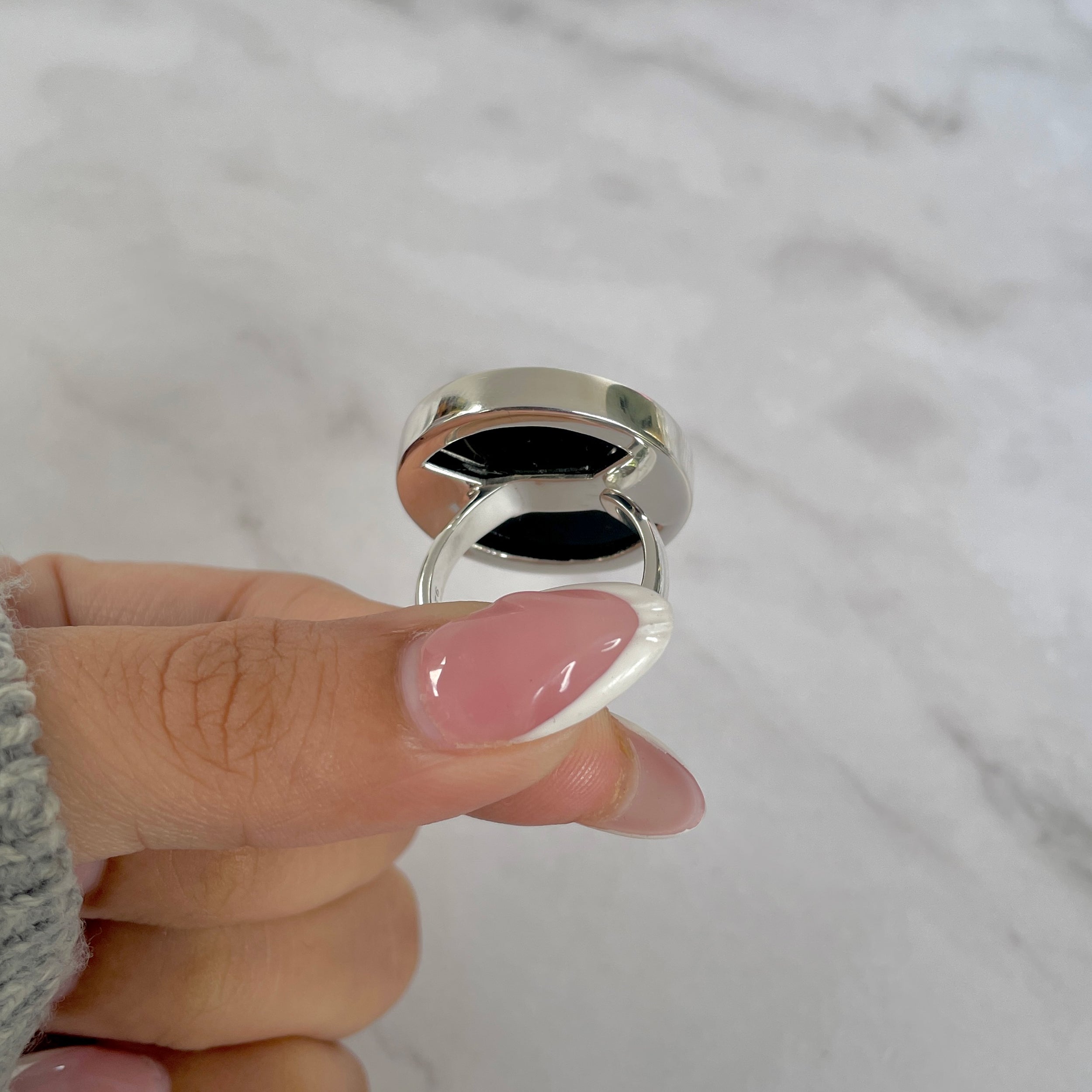 Black Onyx Adjustable Ring-(BOX-R-100.)