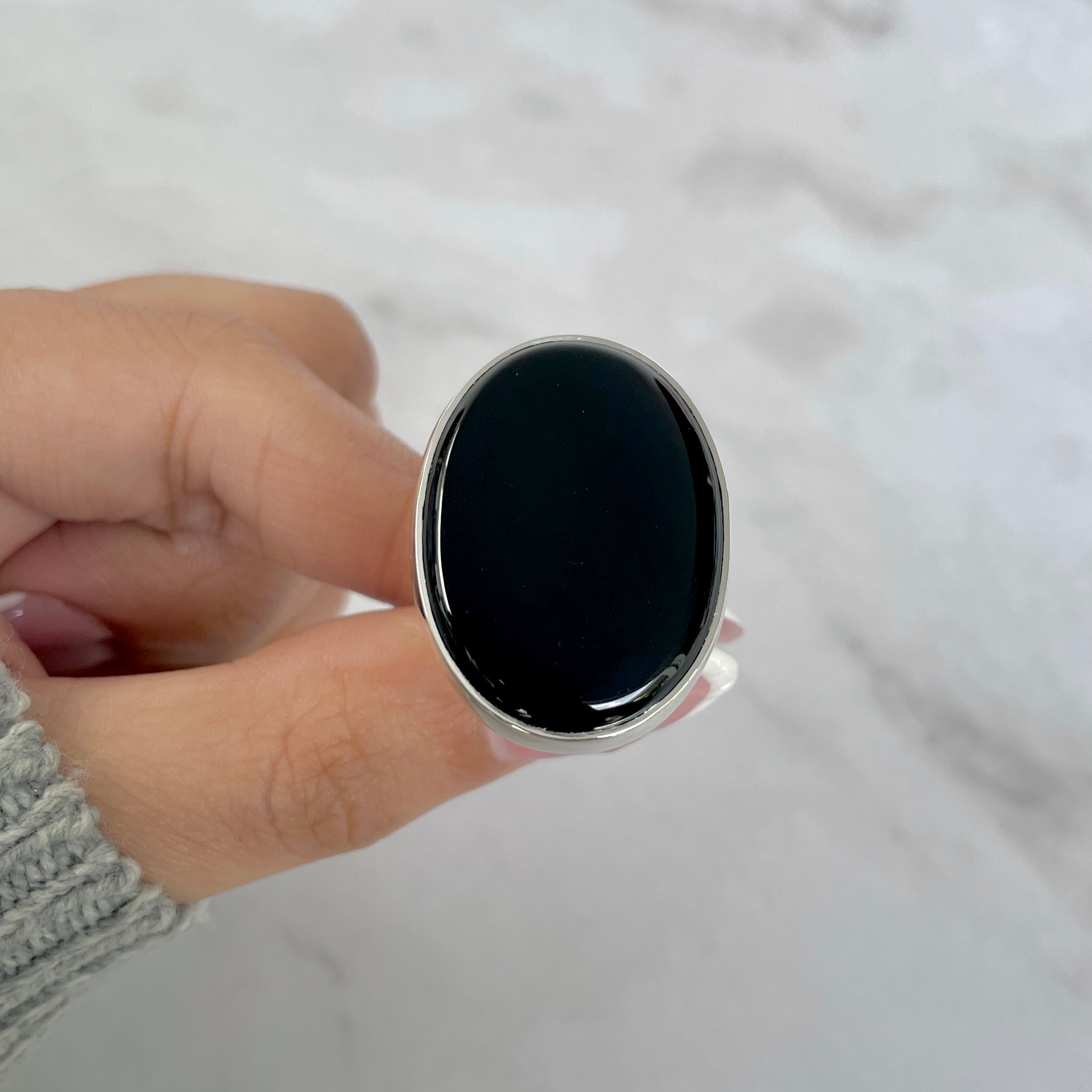 Black Onyx Adjustable Ring-(BOX-R-101.)