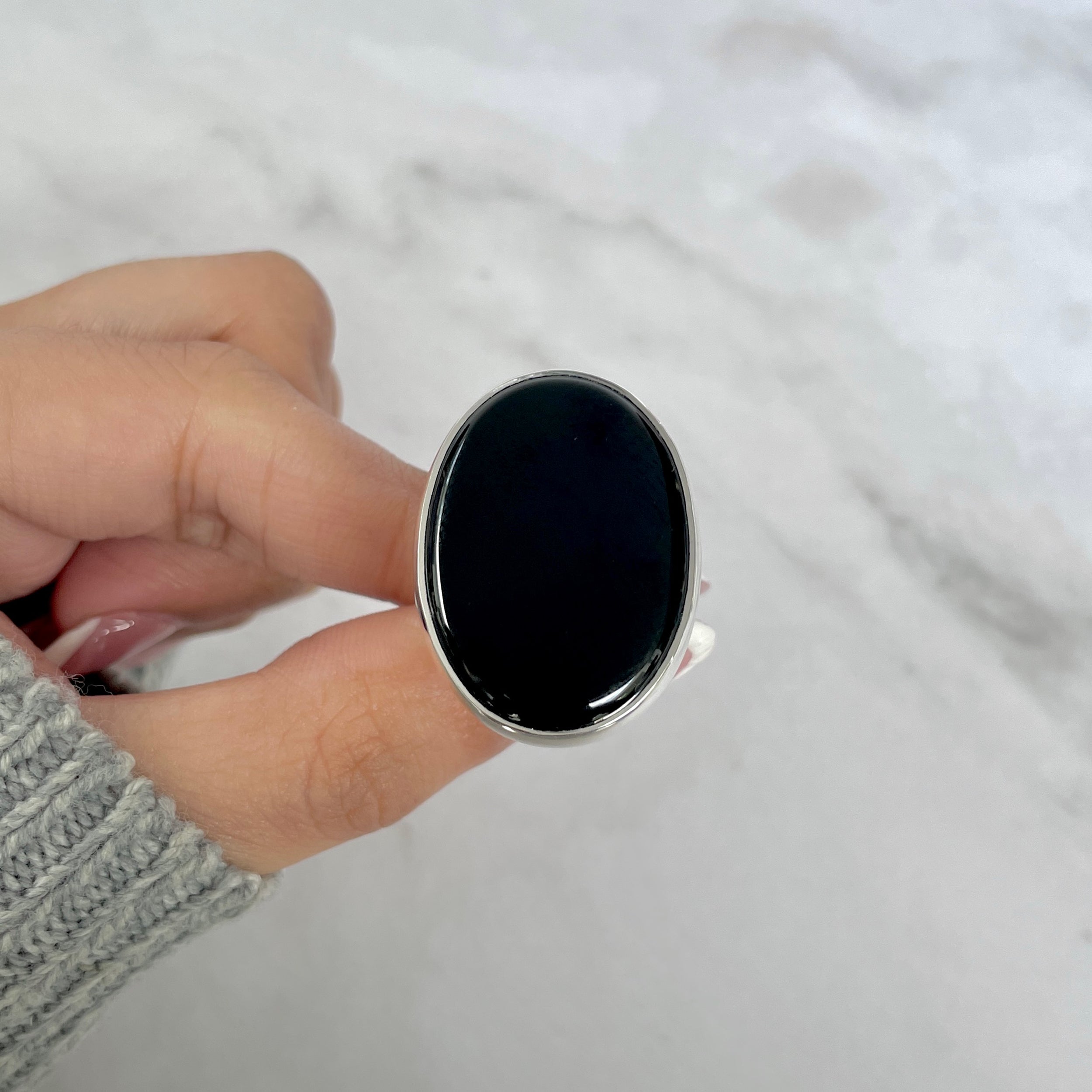 Black Onyx Adjustable Ring-(BOX-R-102.)