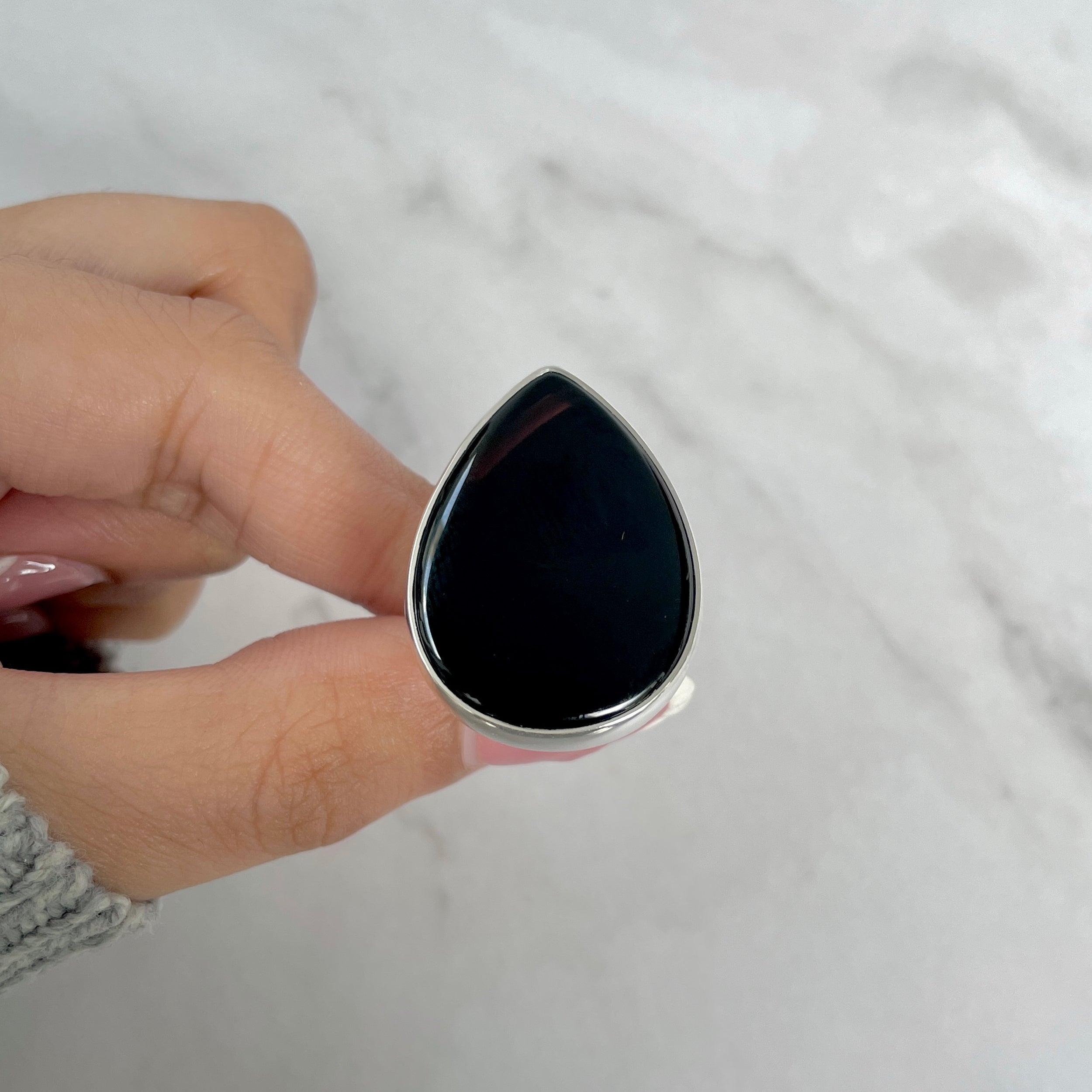 Black Onyx Adjustable Ring-(BOX-R-103.)