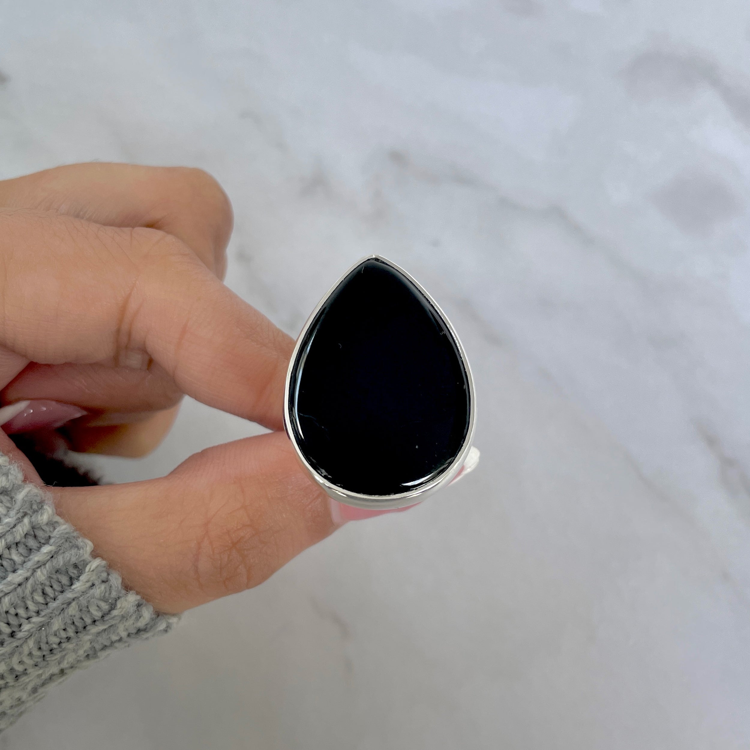 Black Onyx Adjustable Ring-(BOX-R-104.)