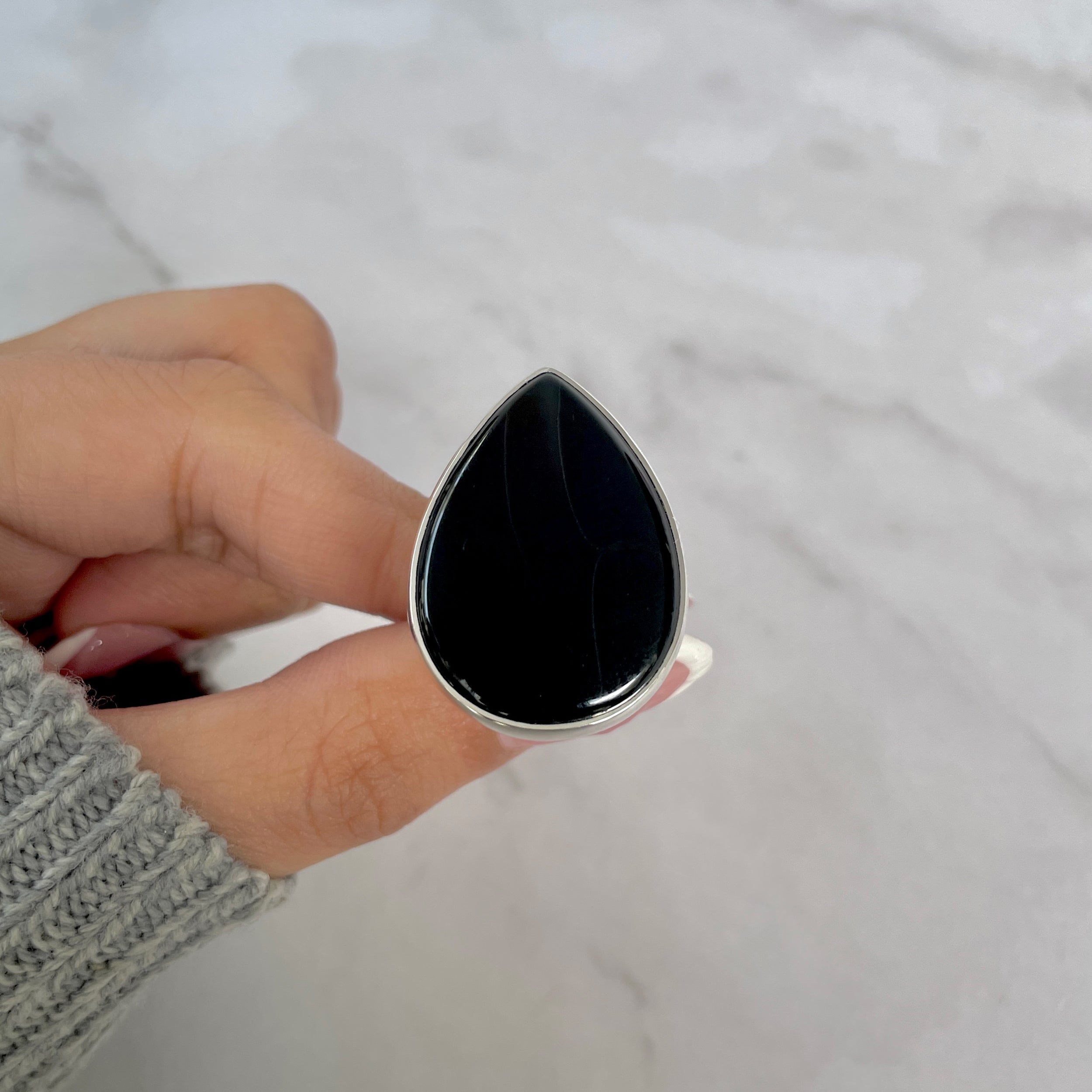 Black Onyx Adjustable Ring-(BOX-R-105.)
