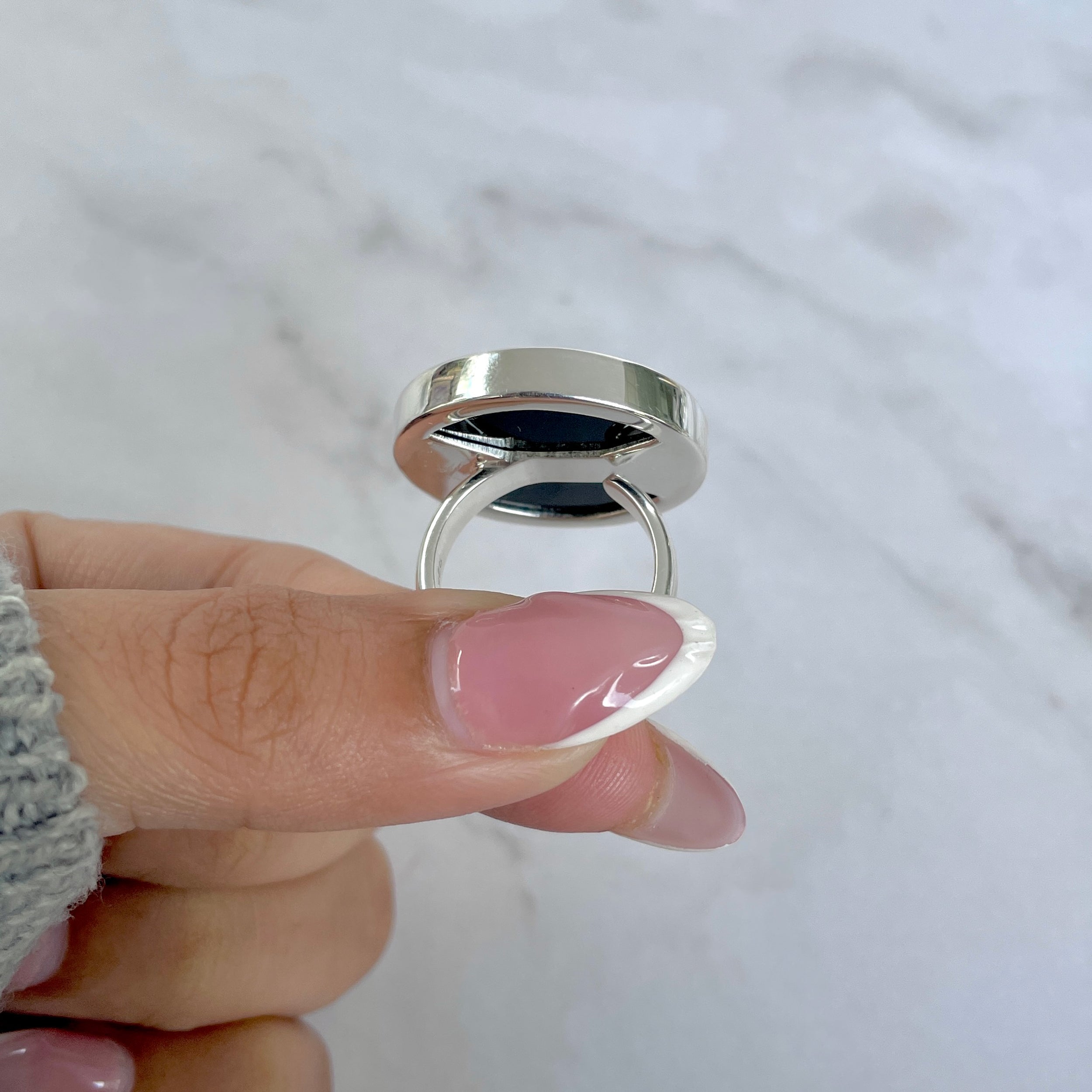 Black Onyx Adjustable Ring-(BOX-R-107.)