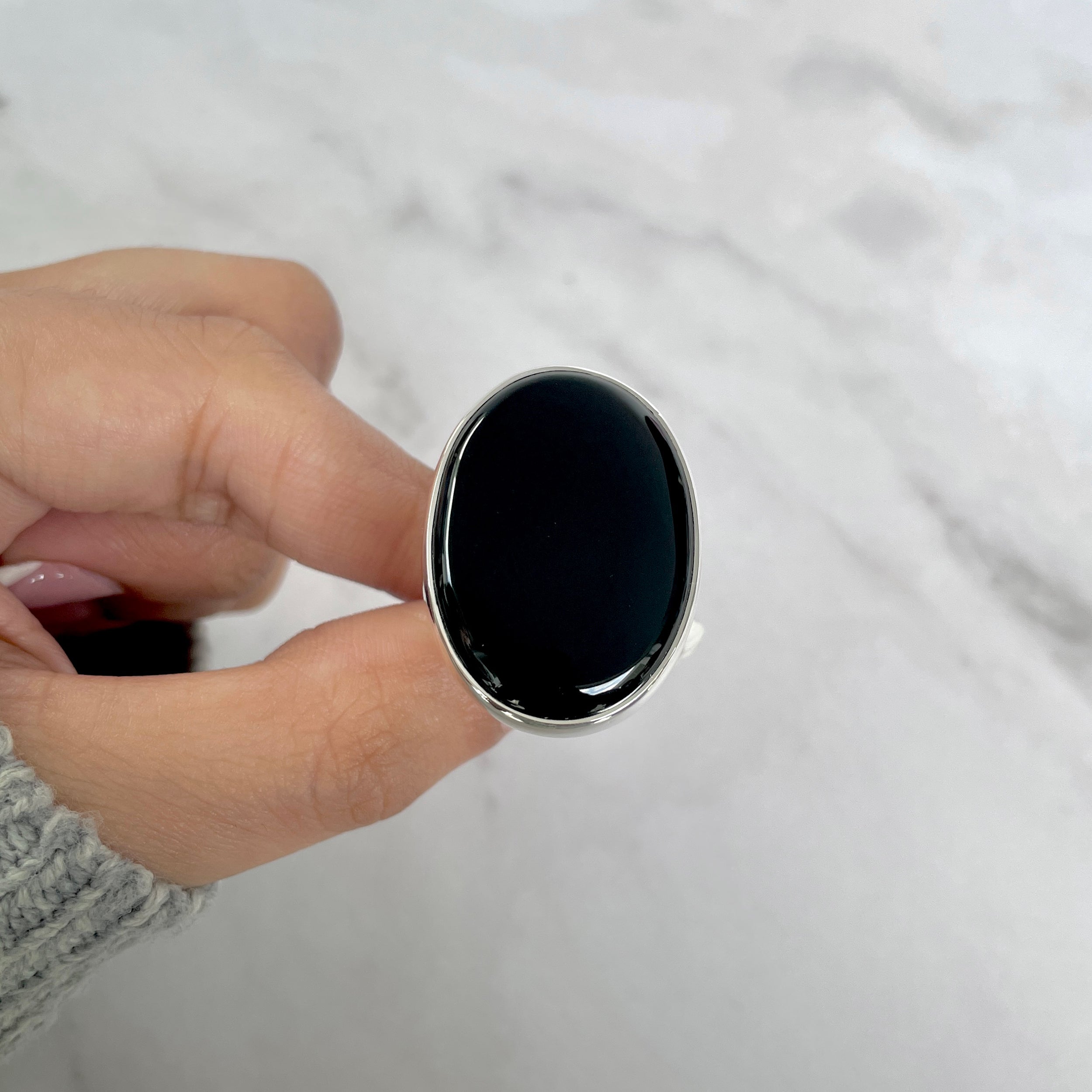 Black Onyx Adjustable Ring-(BOX-R-108.)