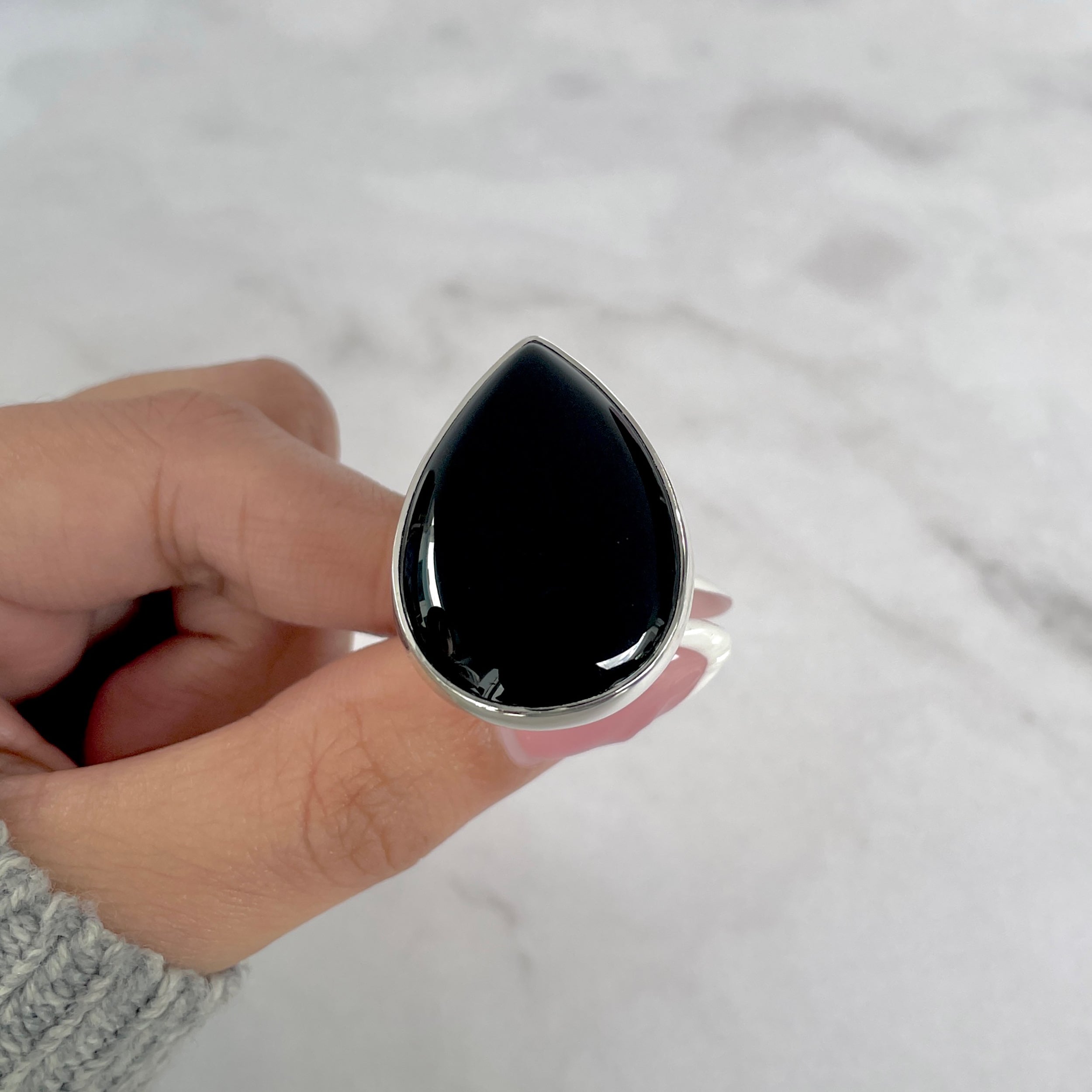 Black Onyx Adjustable Ring-(BOX-R-109.)