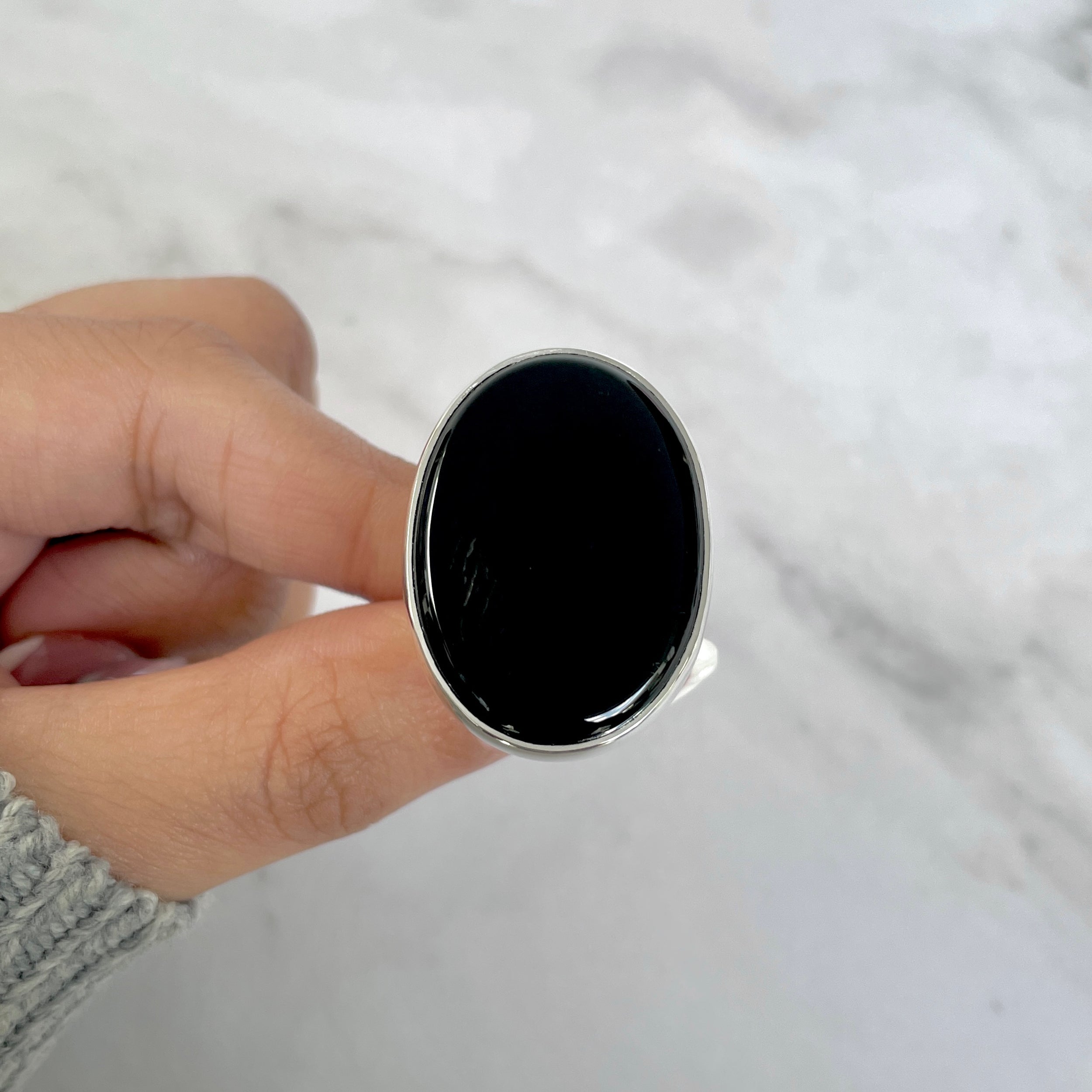 Black Onyx Adjustable Ring-(BOX-R-111.)