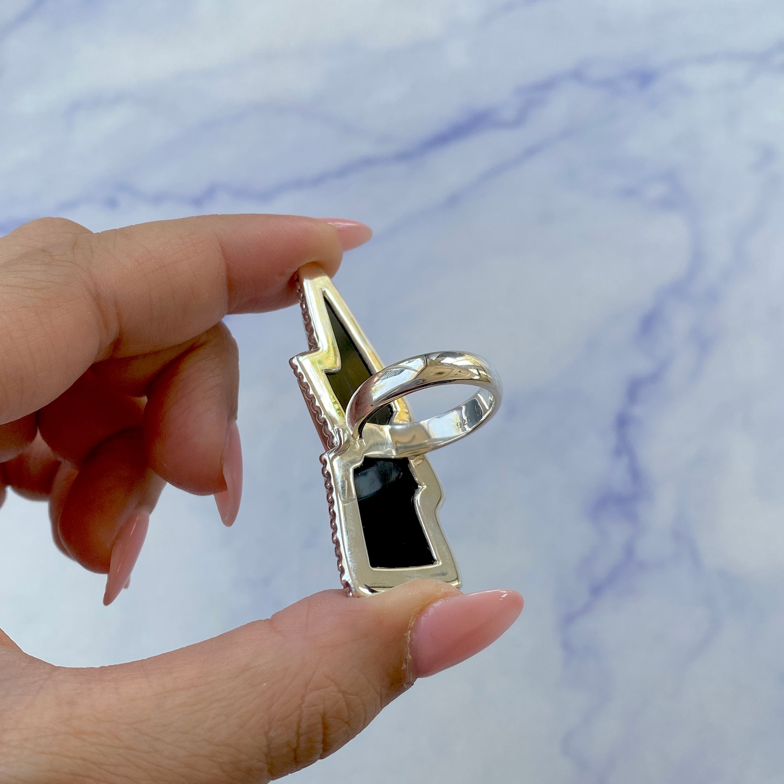 Thunderbolt Black Onyx Adjustable Ring-(BOX-R-39.)