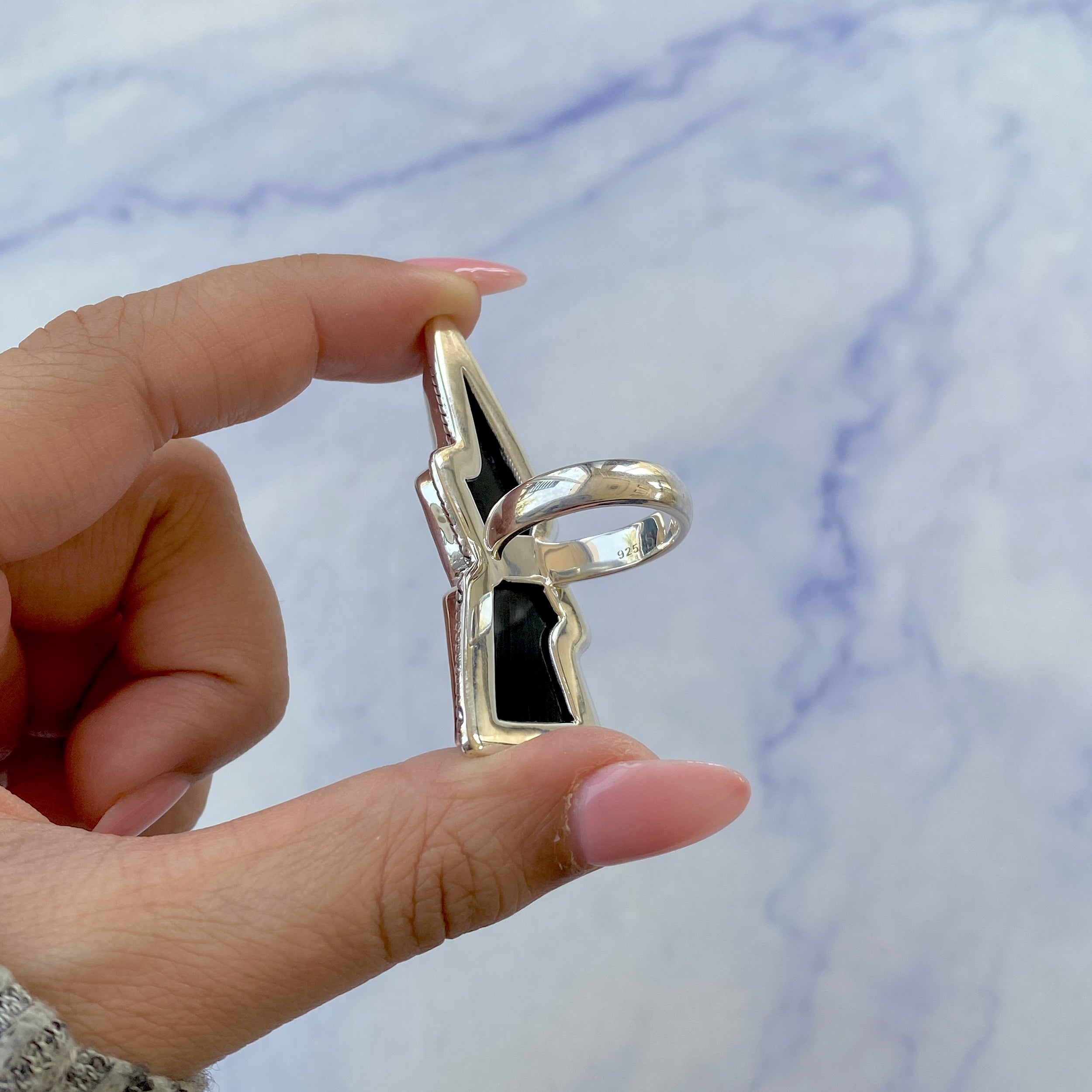 Thunderbolt Black Onyx Adjustable Ring-(BOX-R-41.)