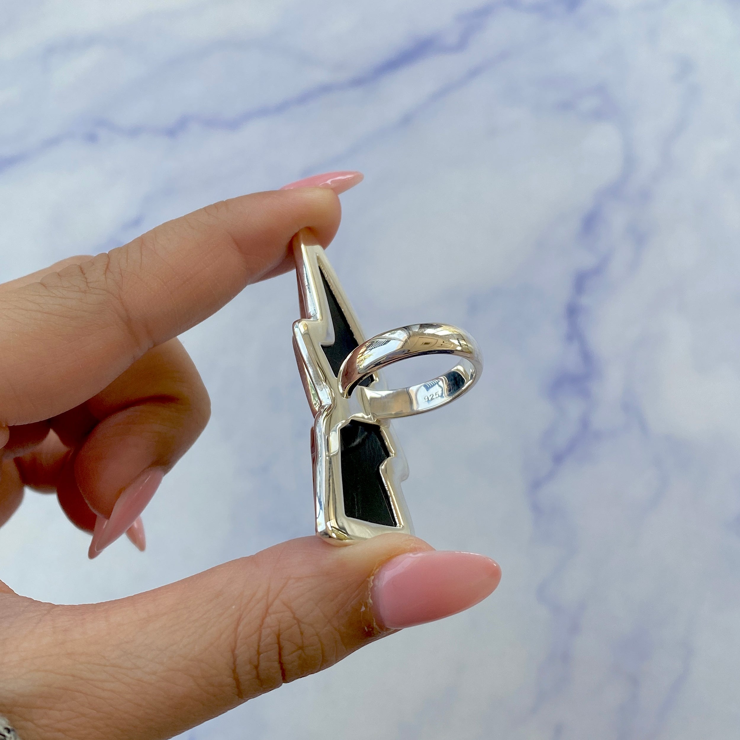 Thunderbolt Black Onyx Adjustable Ring-(BOX-R-42.)