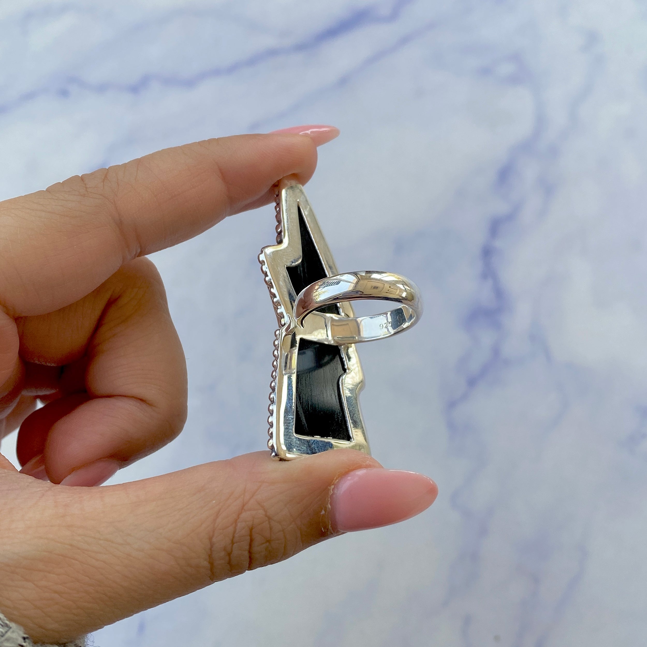 Thunderbolt Black Onyx Adjustable Ring-(BOX-R-43.)