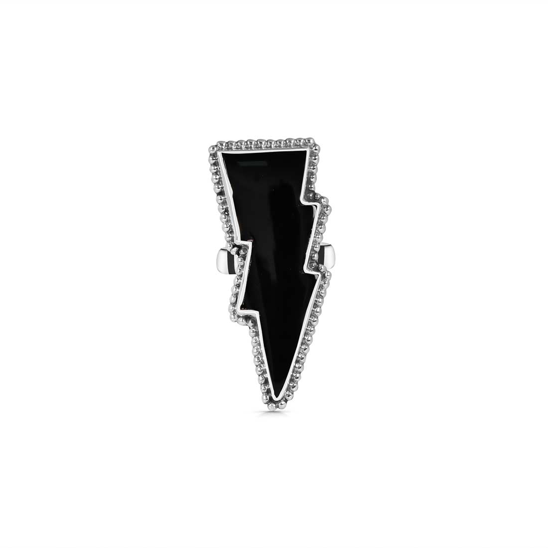 Thunderbolt Black Onyx Adjustable Ring-(BOX-R-44.)