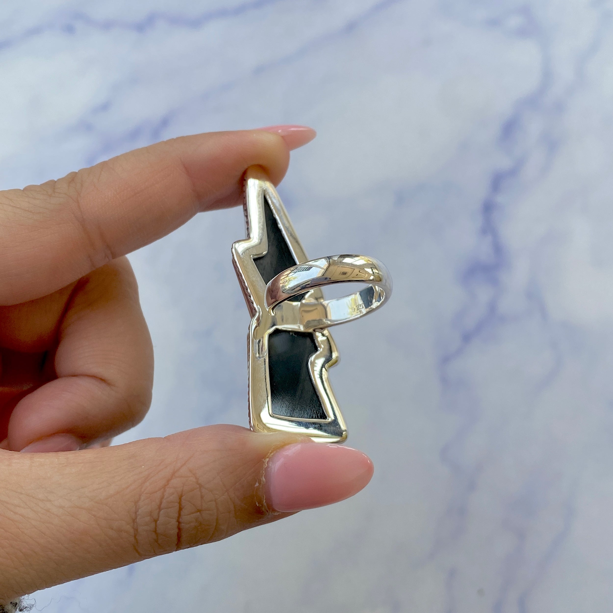 Thunderbolt Black Onyx Adjustable Ring-(BOX-R-47.)