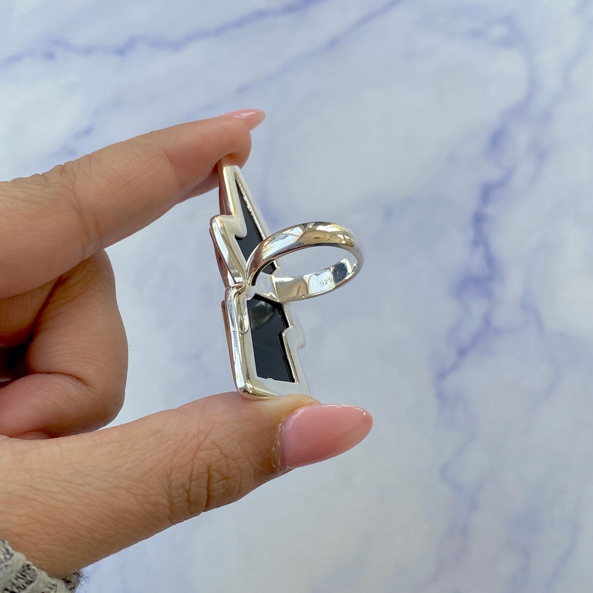 Thunderbolt Black Onyx Adjustable Ring-(BOX-R-49.)