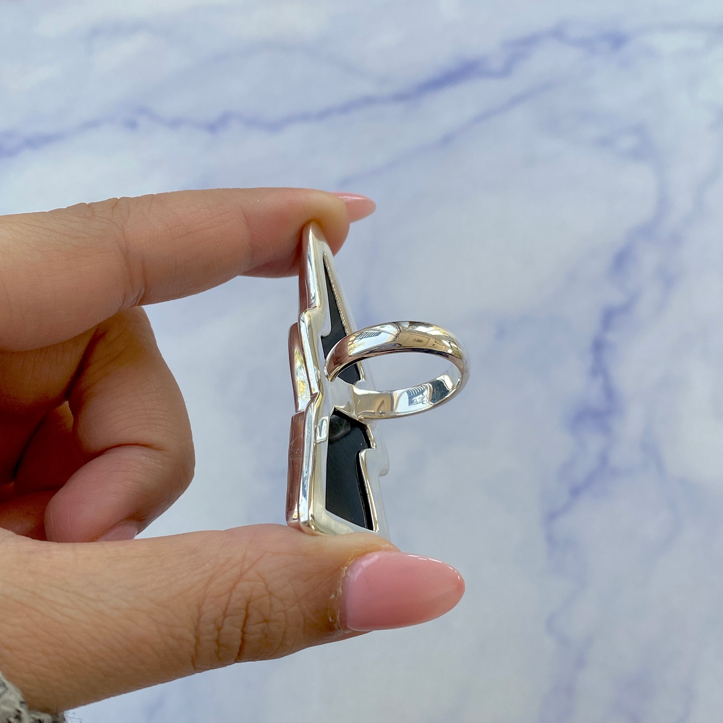 Thunderbolt Black Onyx Adjustable Ring-(BOX-R-50.)