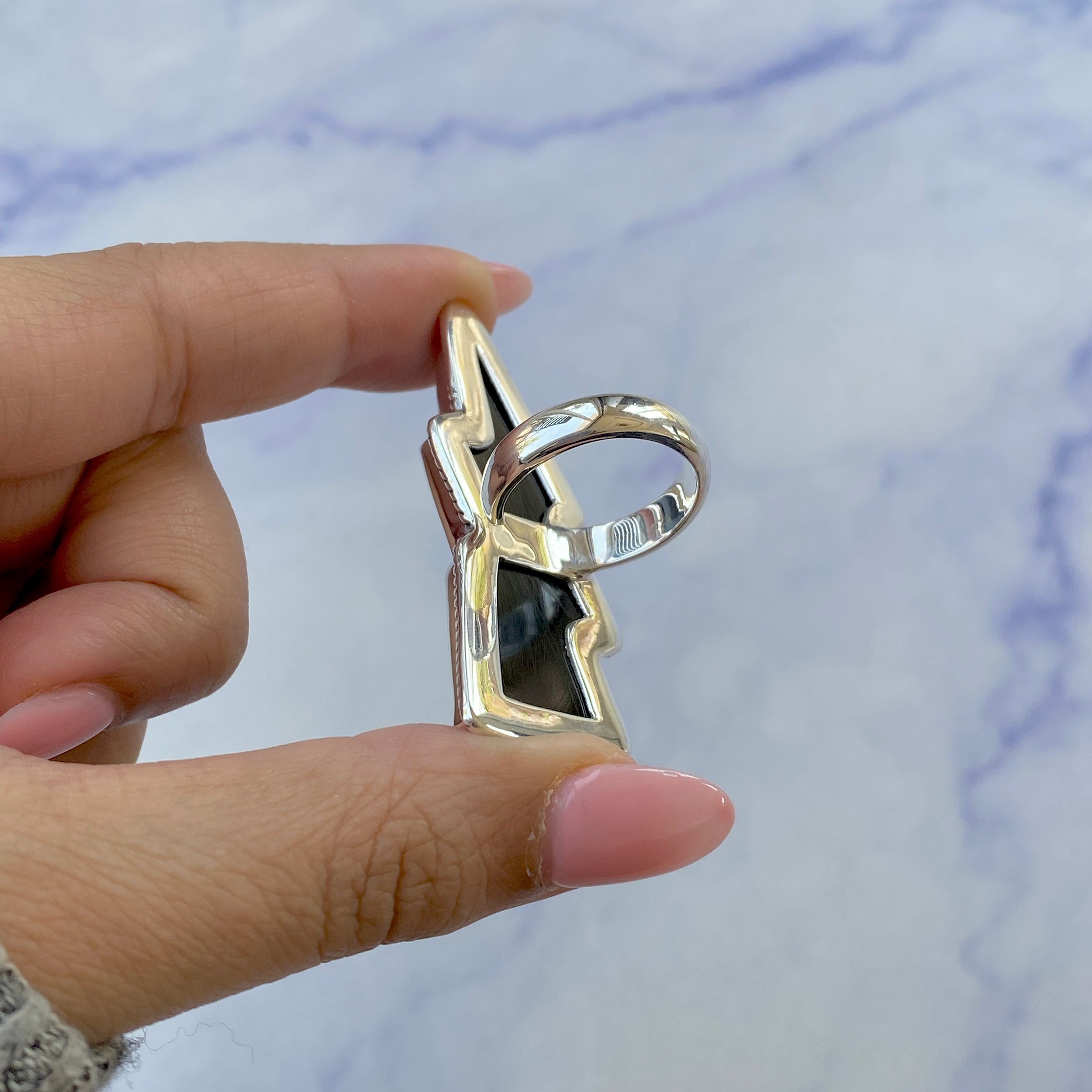 Thunderbolt Black Onyx Adjustable Ring-(BOX-R-51.)
