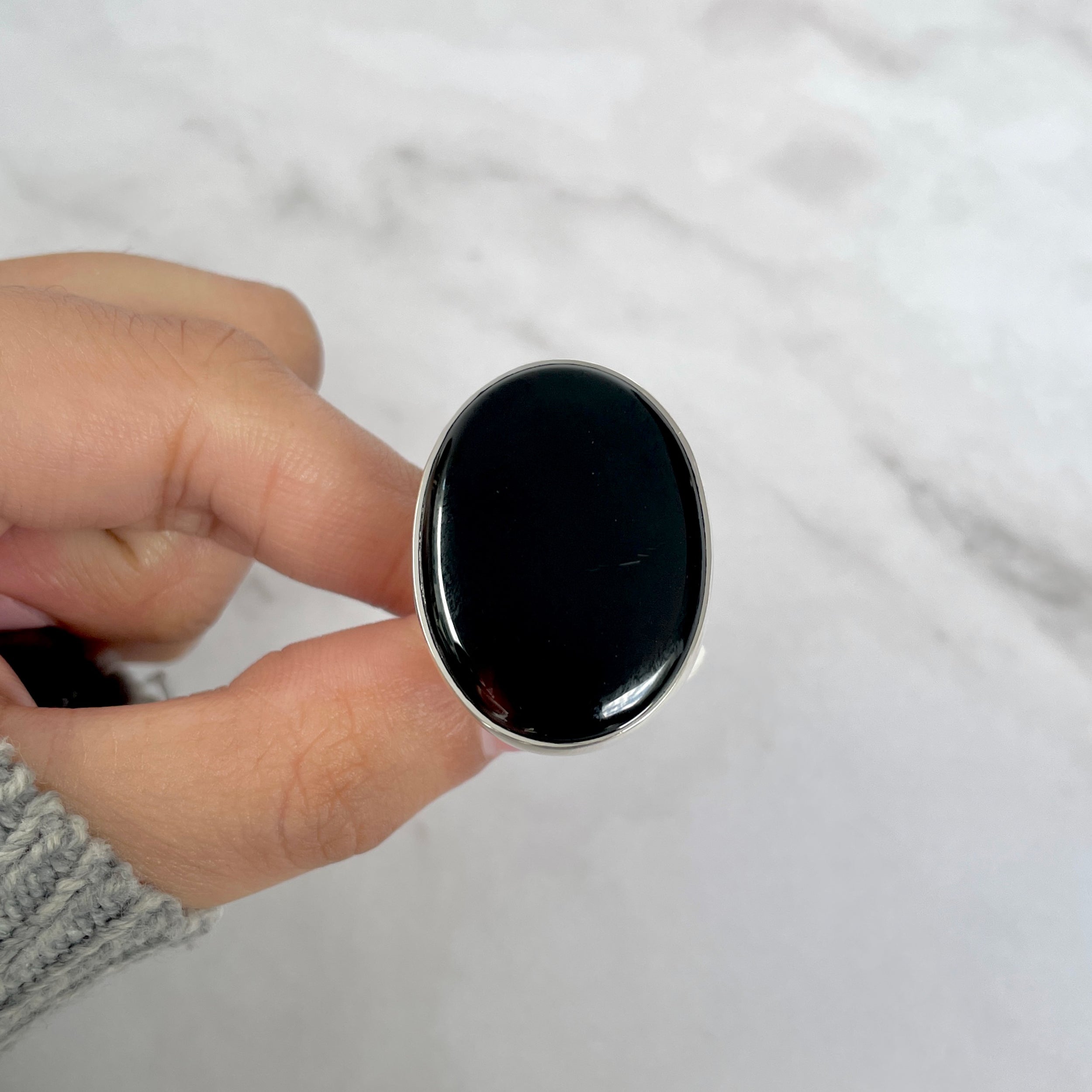 Black Onyx Adjustable Ring-(BOX-R-75.)