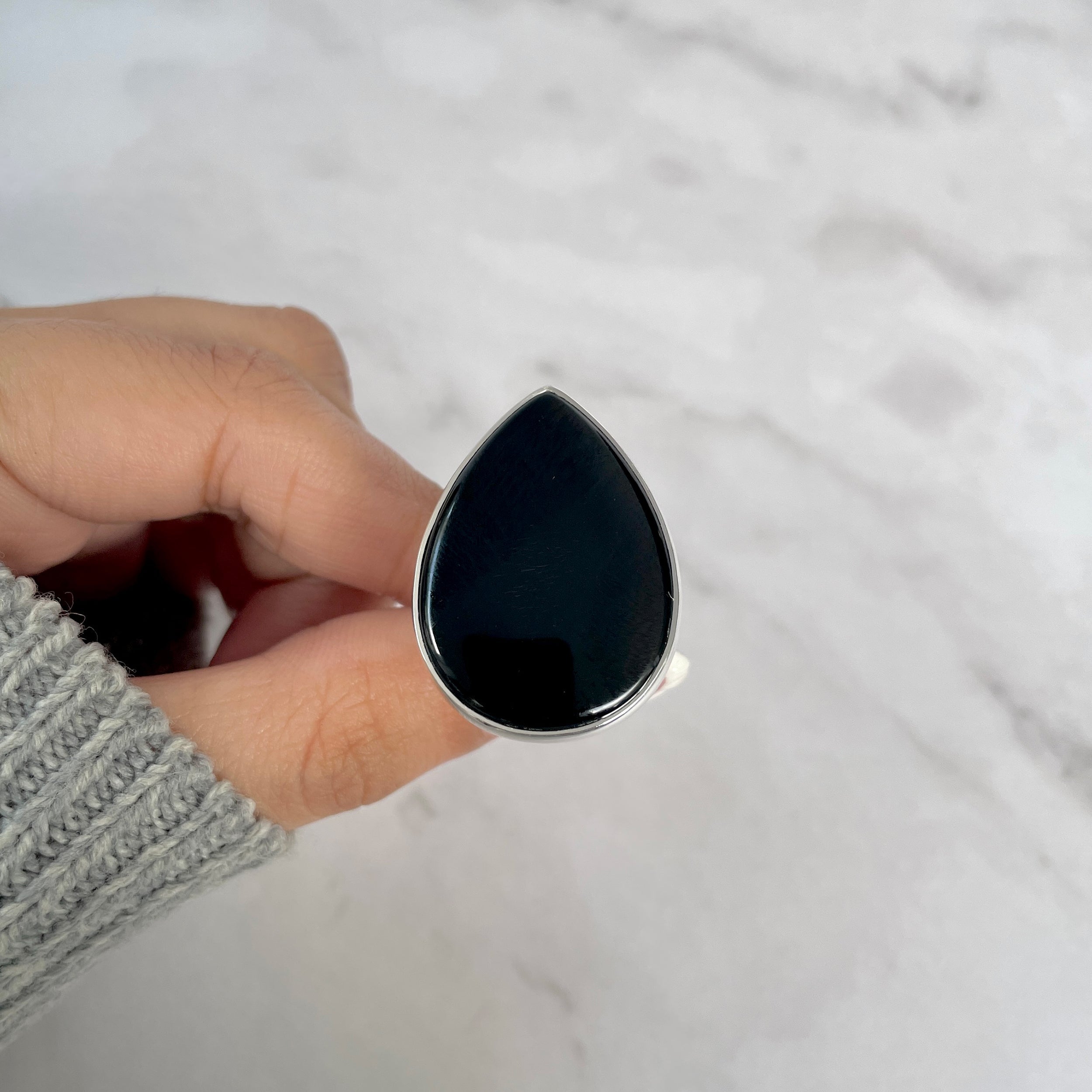 Black Onyx Adjustable Ring-(BOX-R-76.)