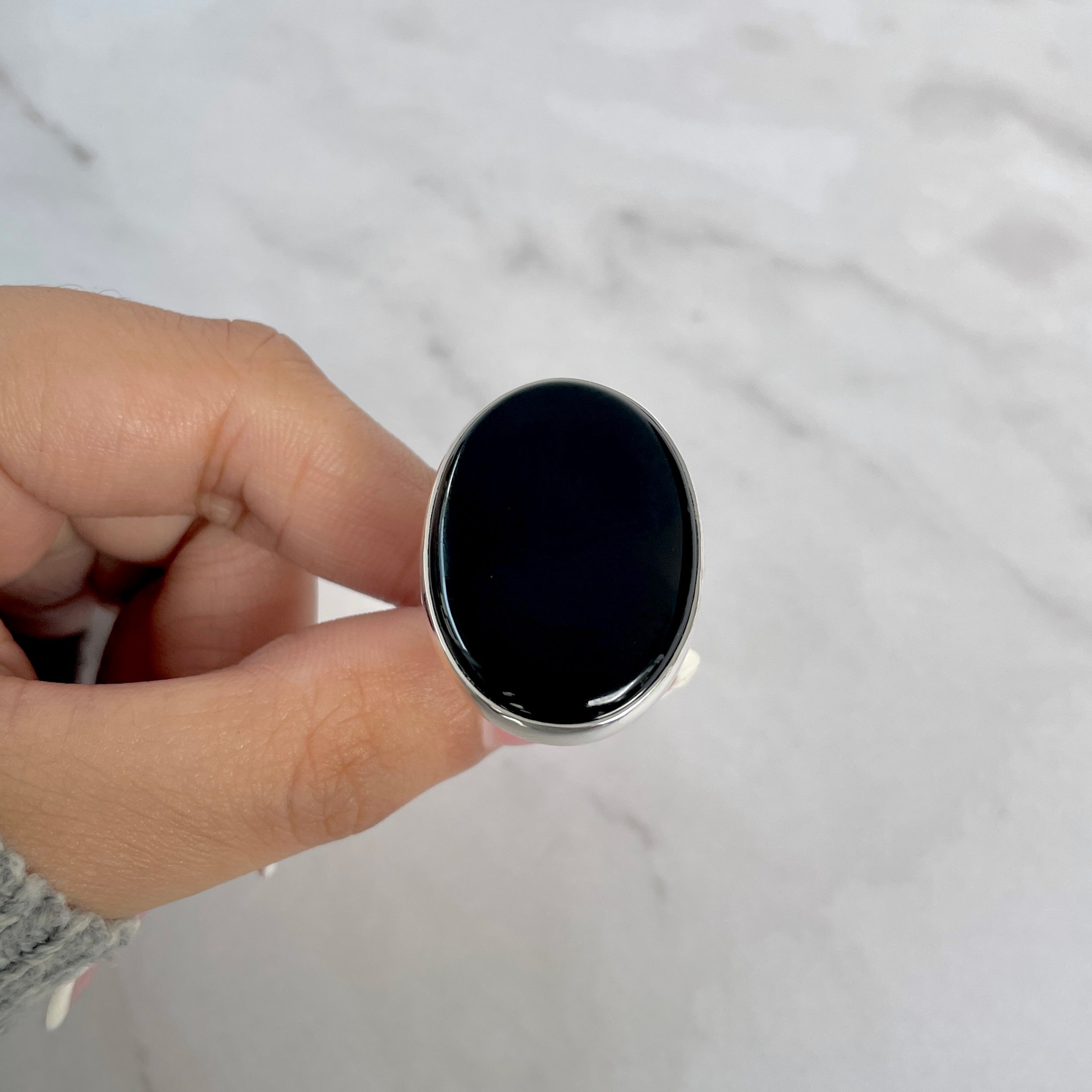 Black Onyx Adjustable Ring-(BOX-R-77.)