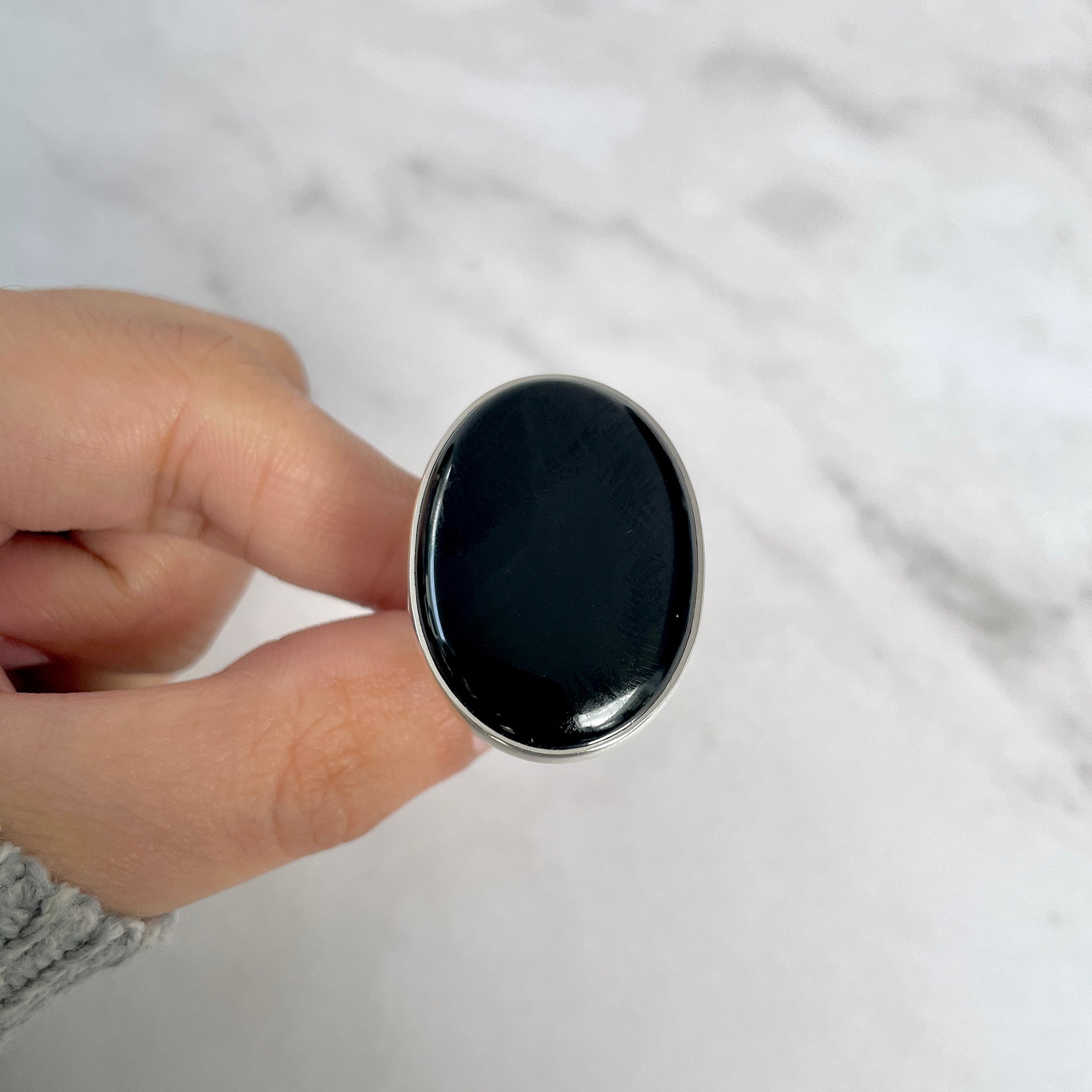 Black Onyx Adjustable Ring-(BOX-R-78.)