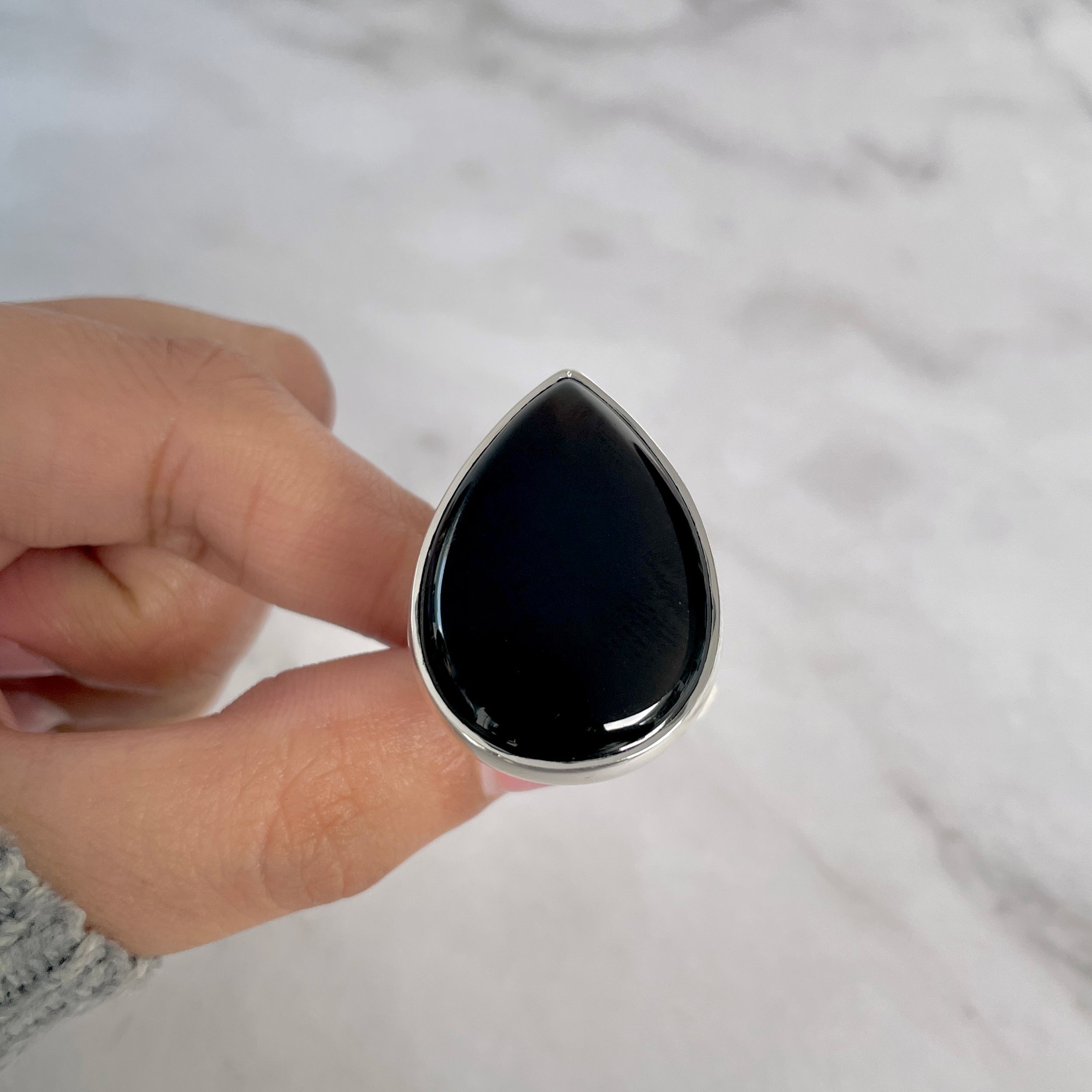 Black Onyx Adjustable Ring-(BOX-R-80.)