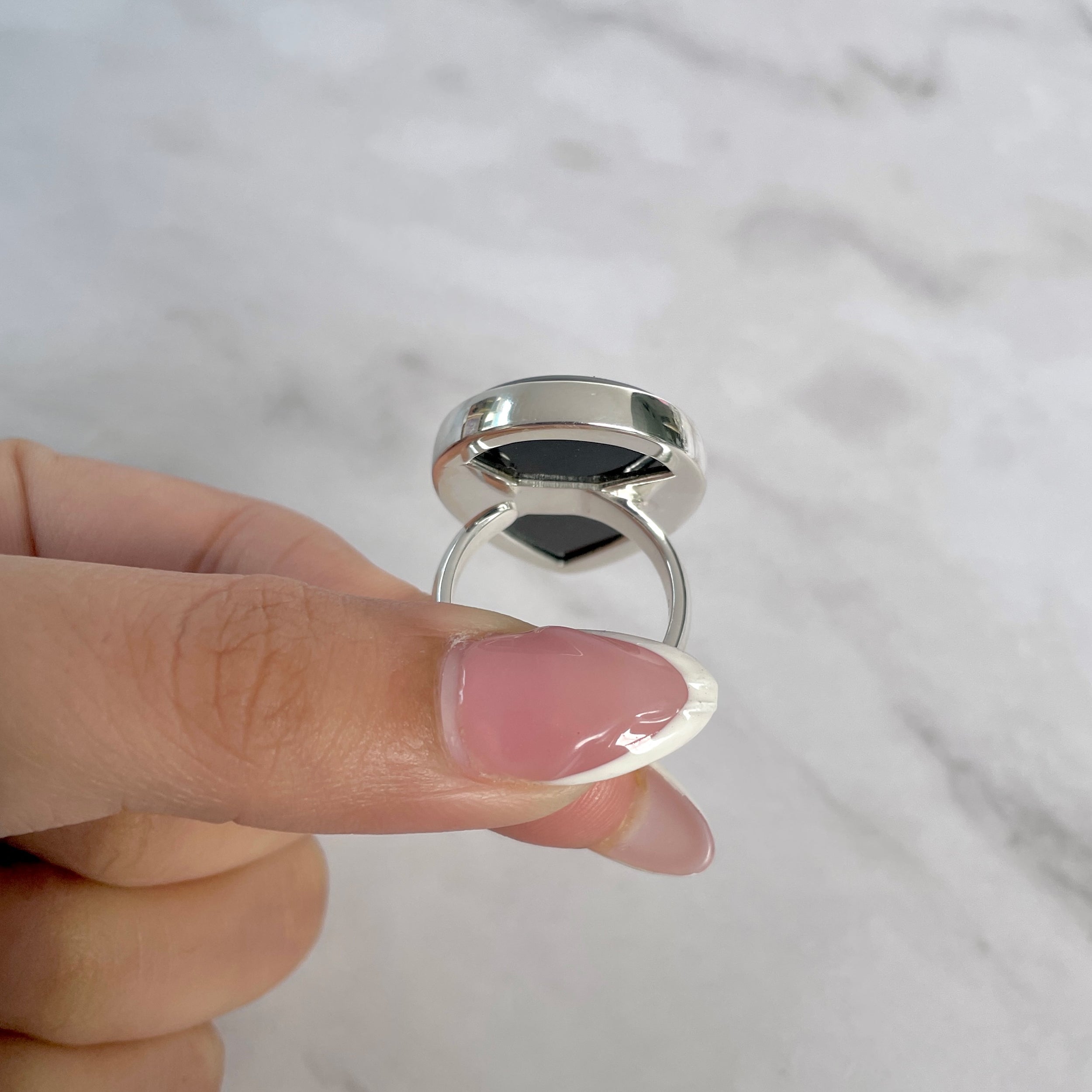 Black Onyx Adjustable Ring-(BOX-R-80.)