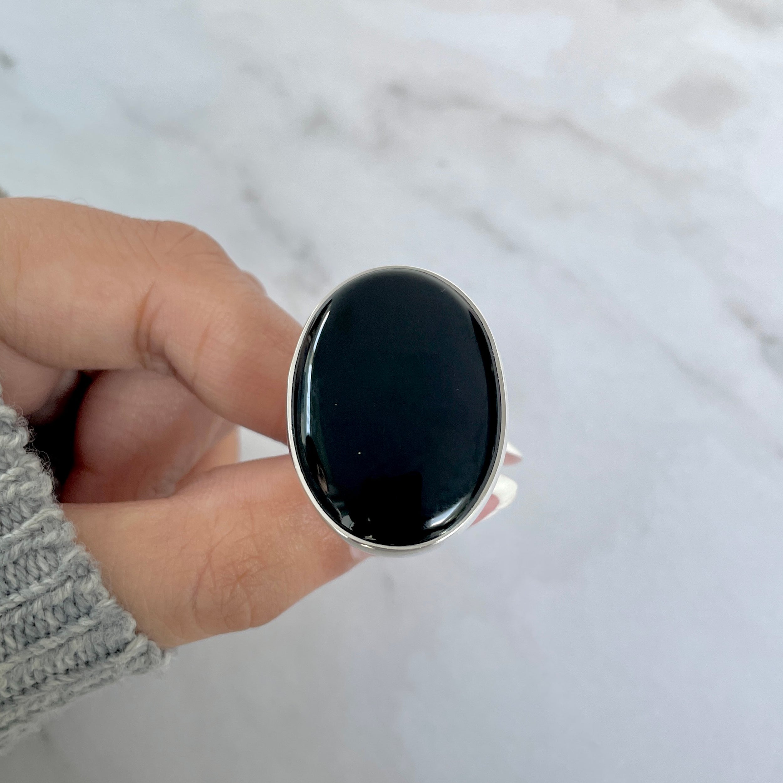 Black Onyx Adjustable Ring-(BOX-R-81.)