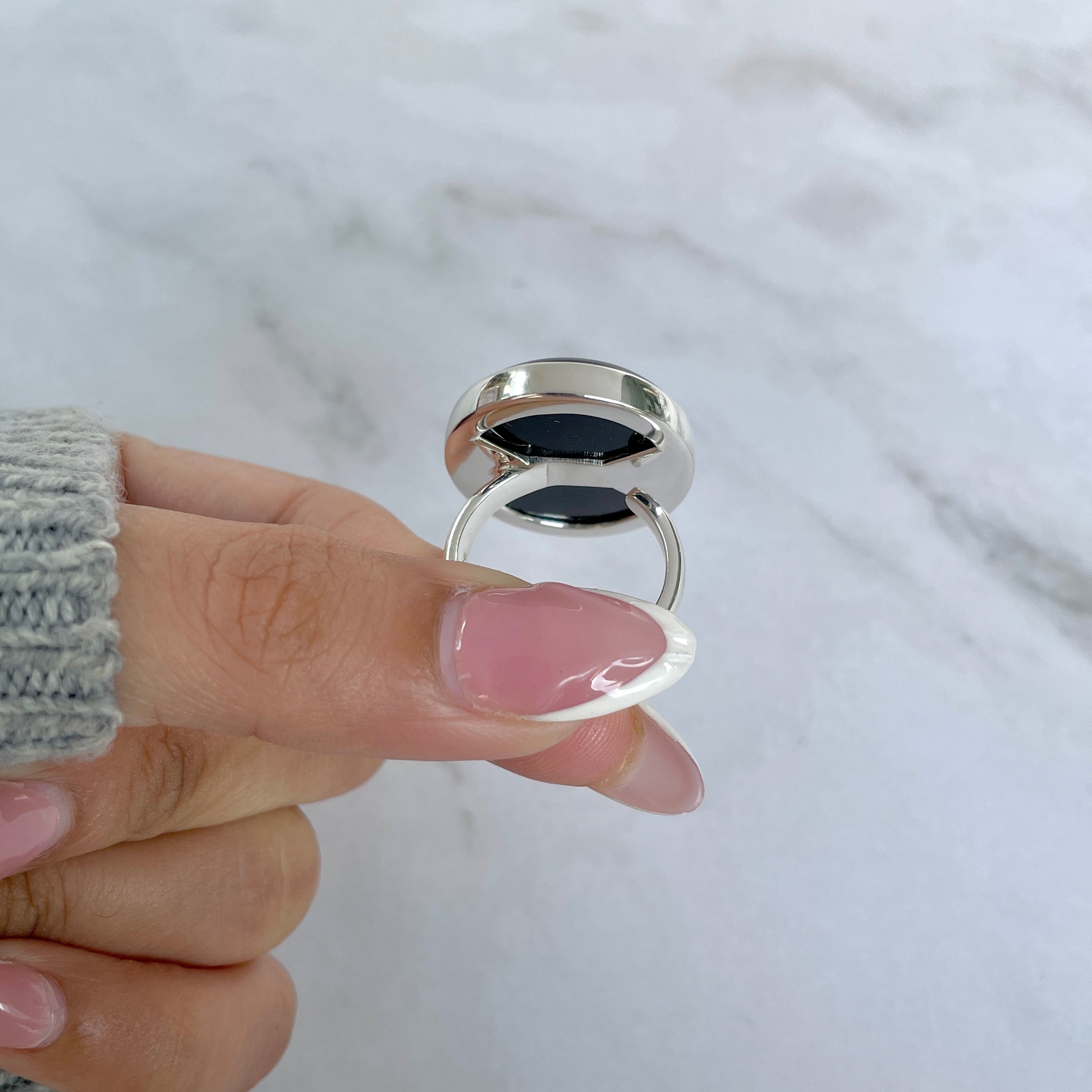 Black Onyx Adjustable Ring-(BOX-R-81.)