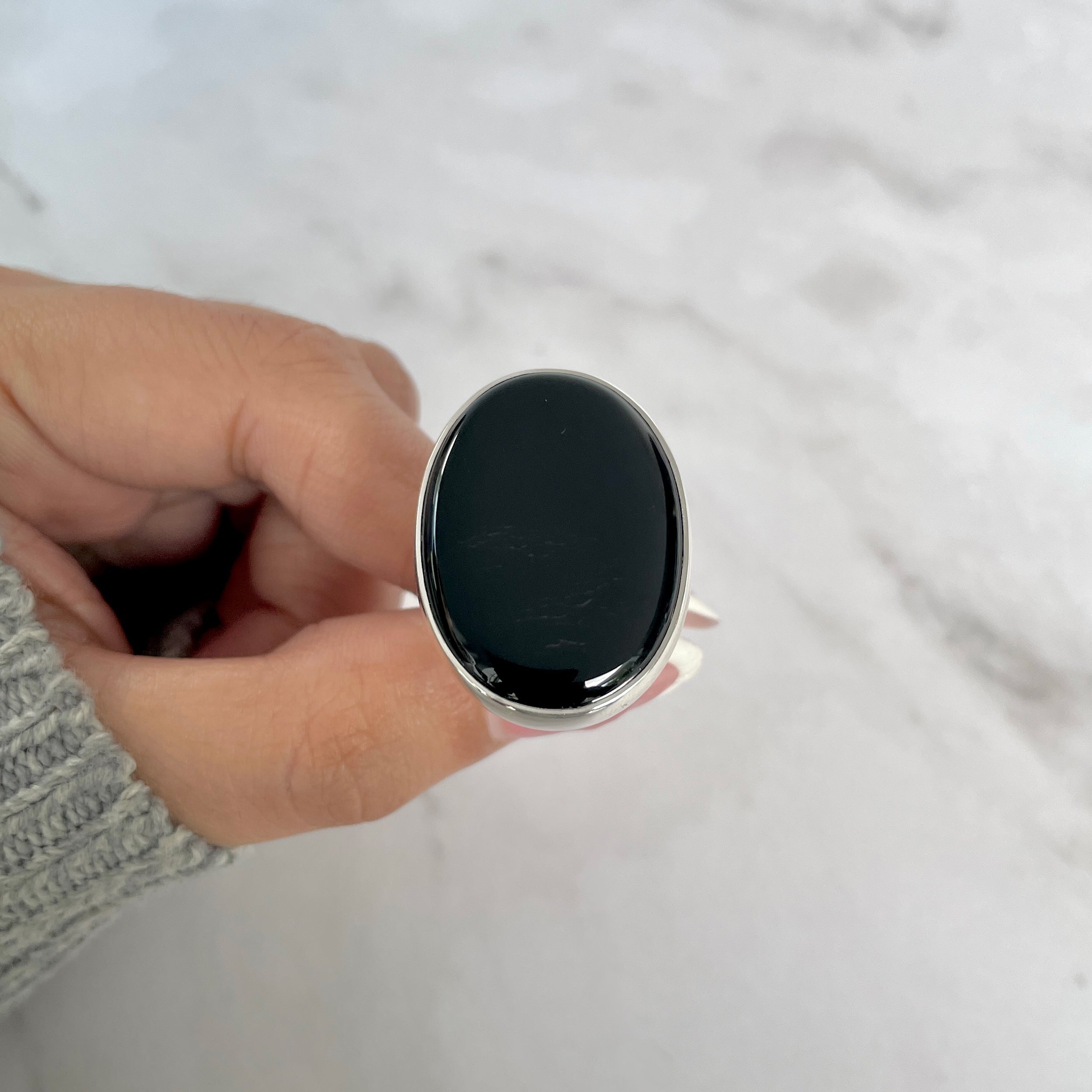 Black Onyx Adjustable Ring-(BOX-R-82.)