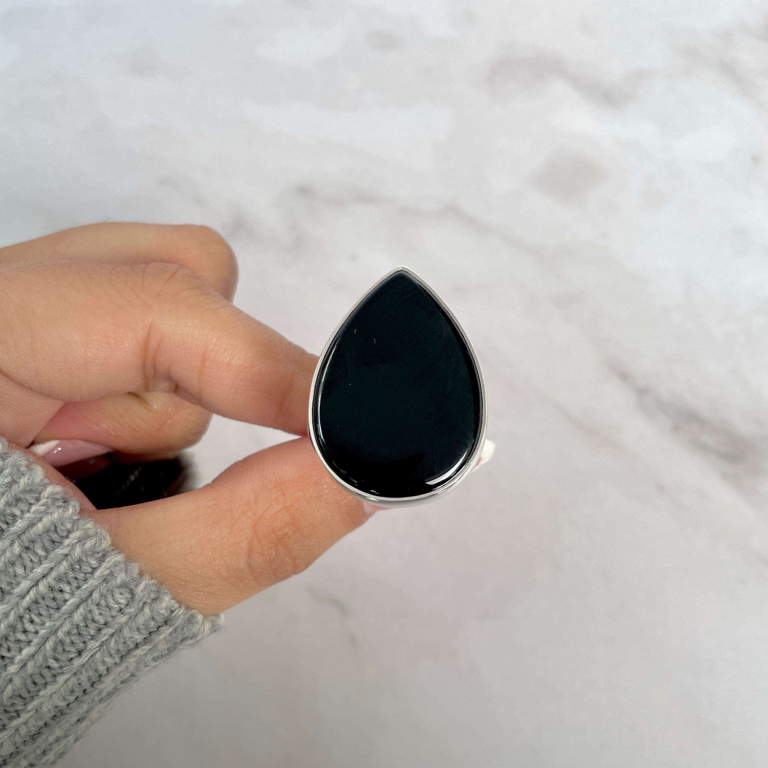 Black Onyx Adjustable Ring-(BOX-R-83.)