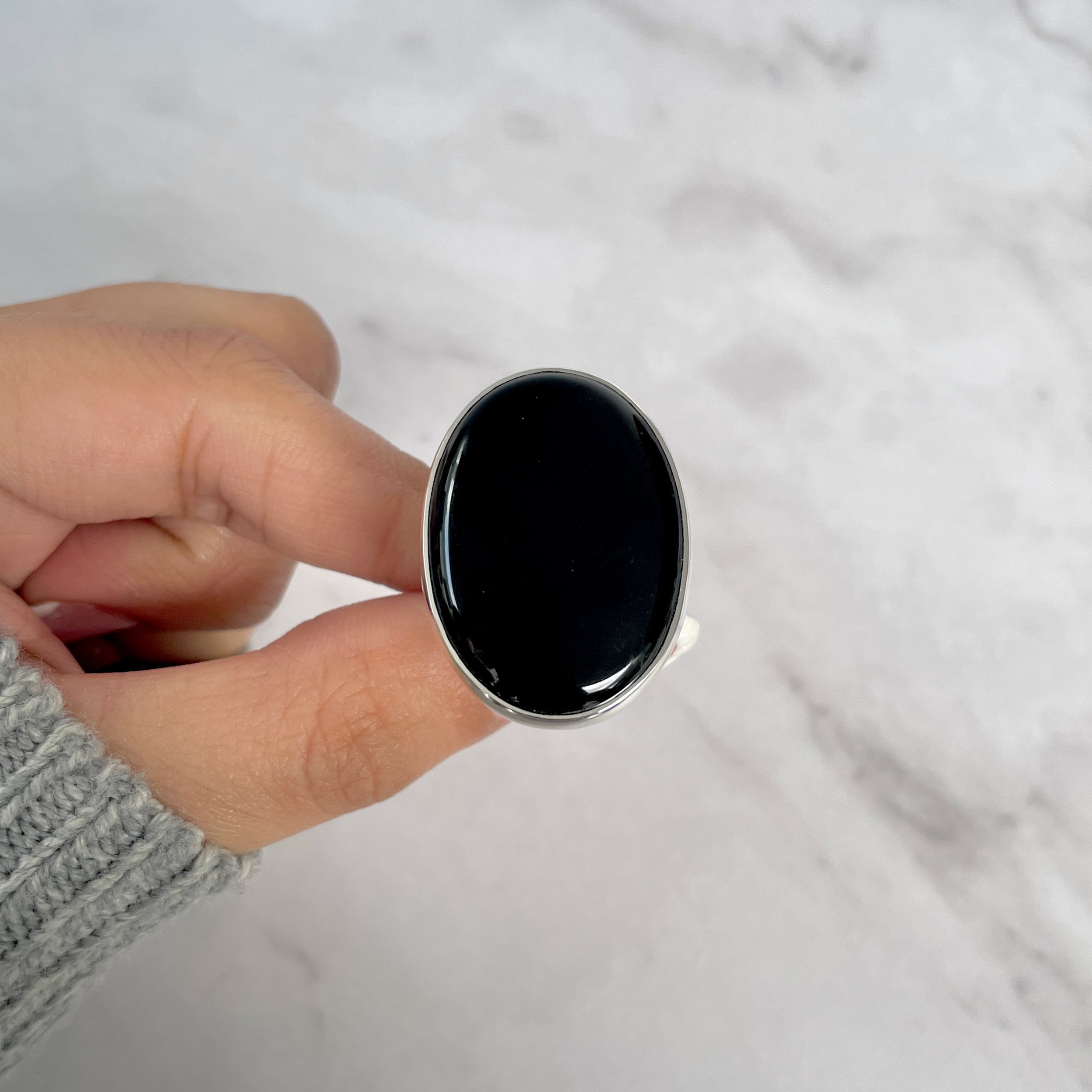 Black Onyx Adjustable Ring-(BOX-R-84.)